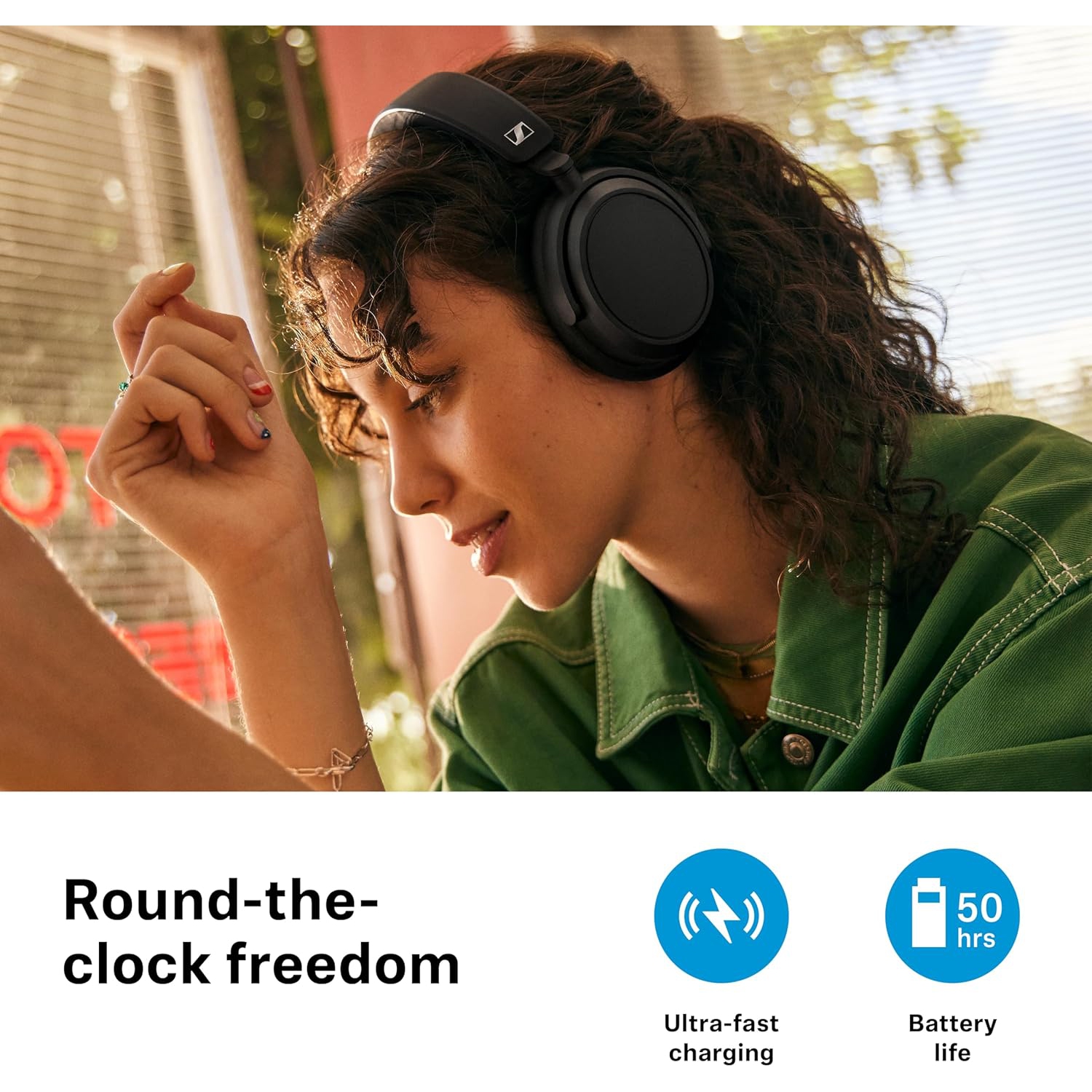 Sennheiser ACCENTUM Plus Wireless Bluetooth Headphones - Quick-Charge Feature, 50-Hr Battery Playtime, Adaptive Hybrid ANC, Sound Personalization,
