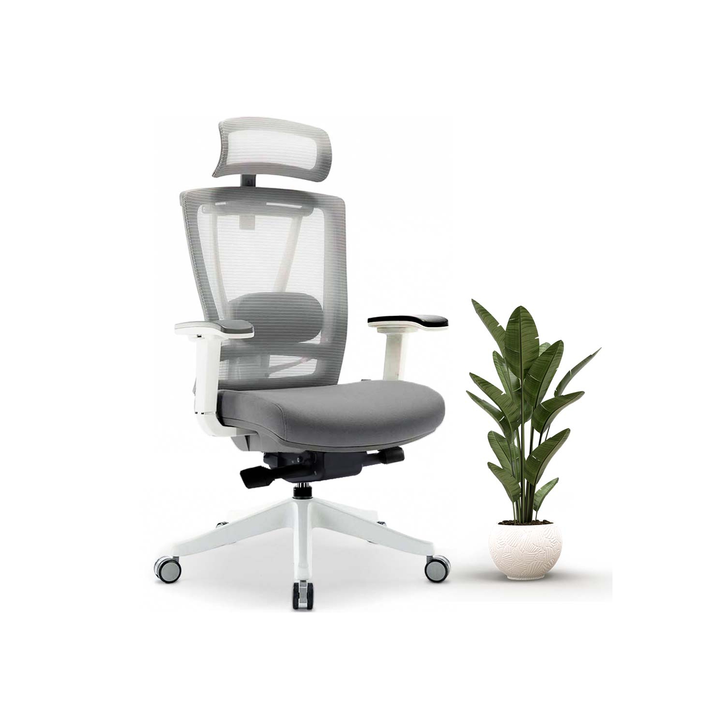 MotionGrey CloudMesh Ergonomic Office Chair-Comfy High Mesh Back Support with Adjustable Armrests -White Desk Computer Chairs Perfect for Home Gaming