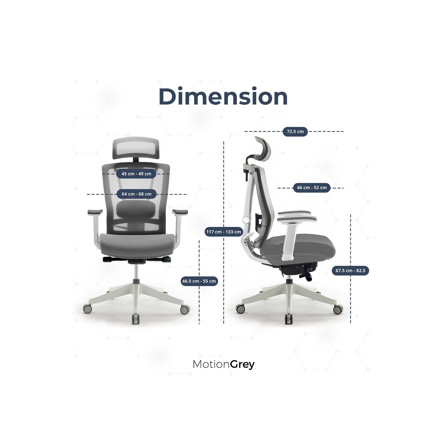 MotionGrey CloudMesh Ergonomic Office Chair-Comfy High Mesh Back Support with Adjustable Armrests -White Desk Computer Chairs Perfect for Home Gaming