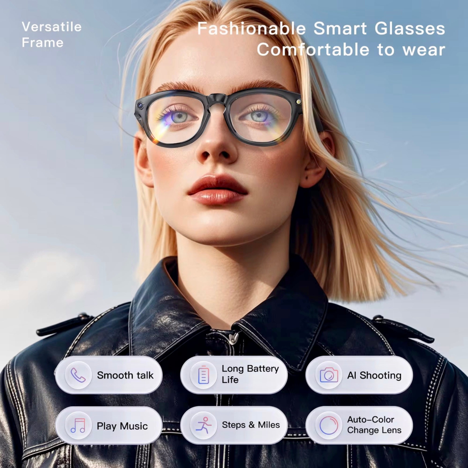 Lunettes de soleil Bluetooth intelligentes TUTT E8 | Assistance vocale IA Appels et musique | Protection HD UV | Anti-Blue Ray