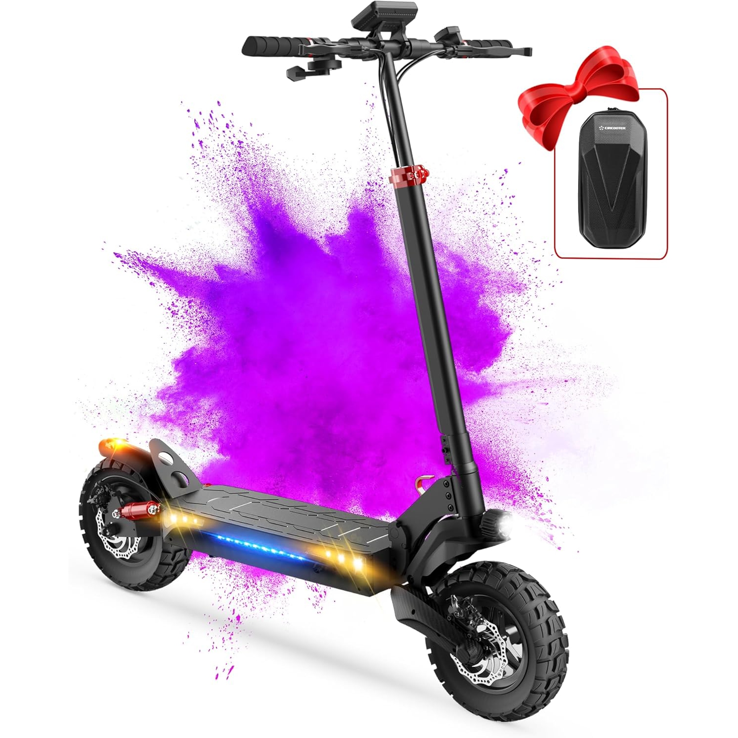 Circooter Mate Foldable Electric Scooter Adult(800W Motor/40KM Range/45 KM/HTop Speed/Dual Suspensions/10''Off-Road Tires, 360°Lighting Commuting)