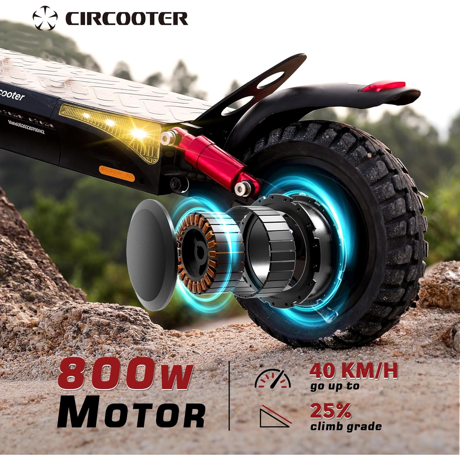 Circooter Mate Foldable Electric Scooter Adult(800W Motor/40KM Range/45 KM/HTop Speed/Dual Suspensions/10''Off-Road Tires, 360°Lighting Commuting)