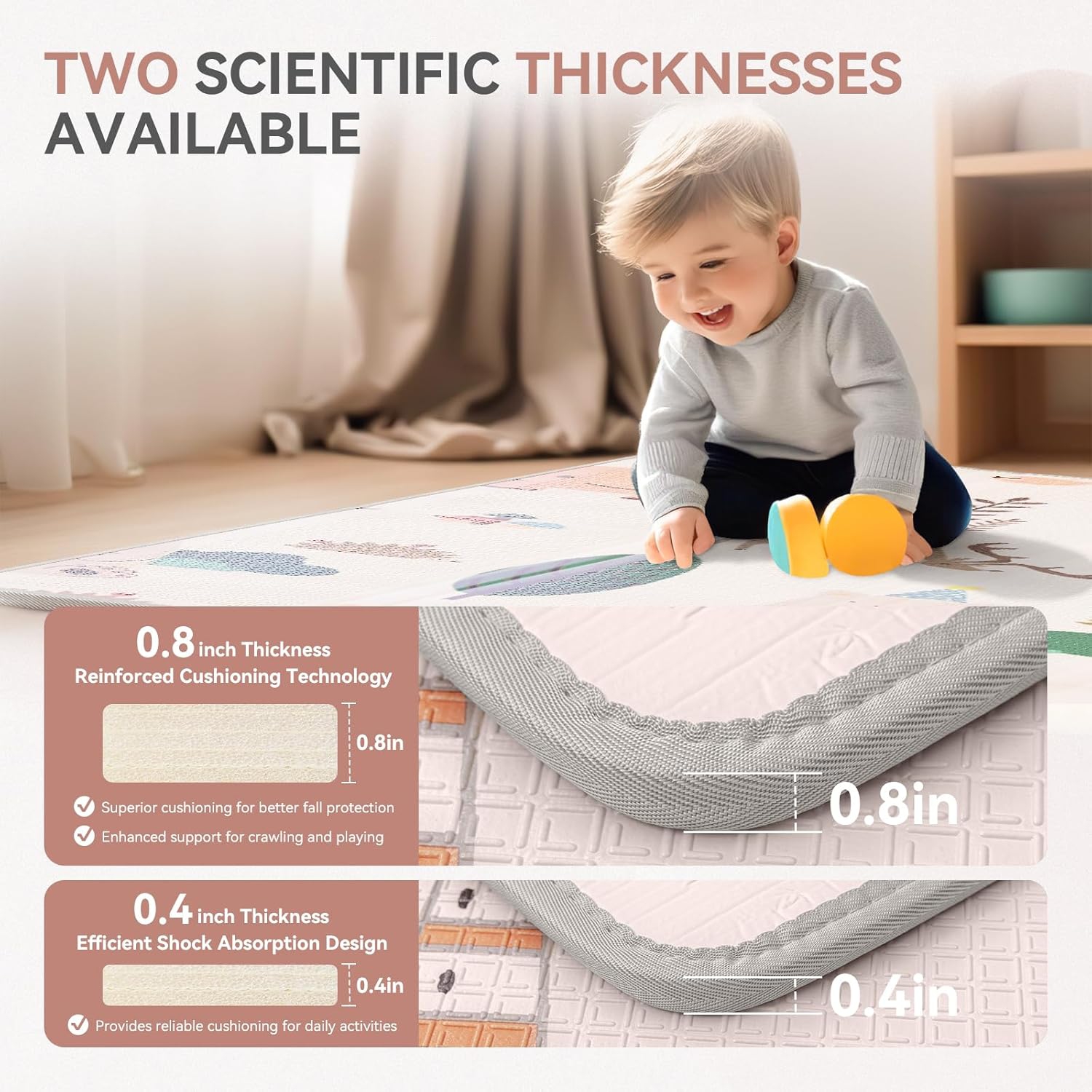 Coolhut Premium Baby Play Crawling Mat, Thick, Foldable, and Reversible, Waterproof Soundproof, Easy to Clean and Store, and Compact for Toddler &