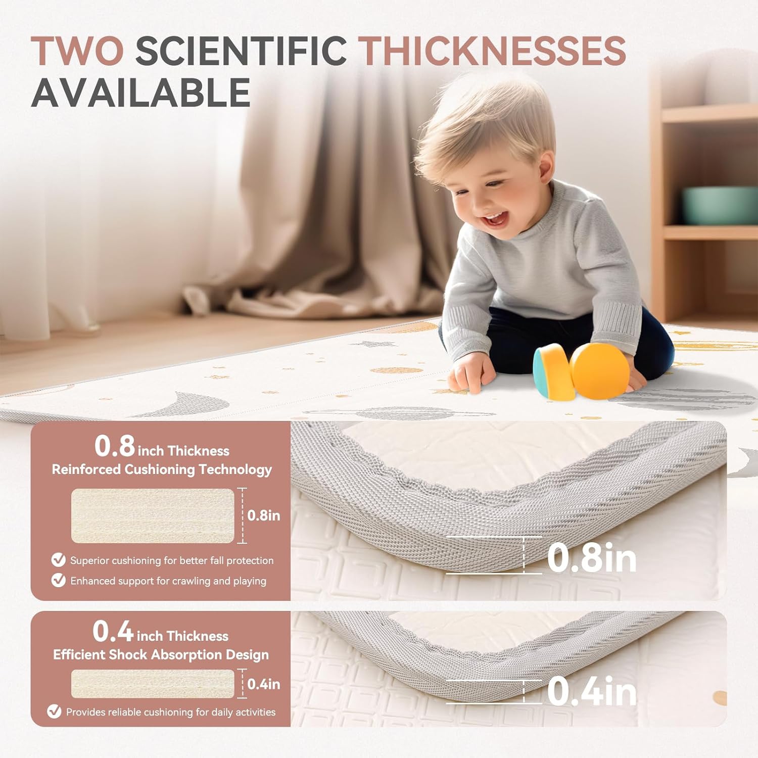 Coolhut – Tapis de jeu haut de gamme pour bébé, épais, pliable et réversible, étanche, Facile à nettoyer et à ranger, et compact pour tout-petits et