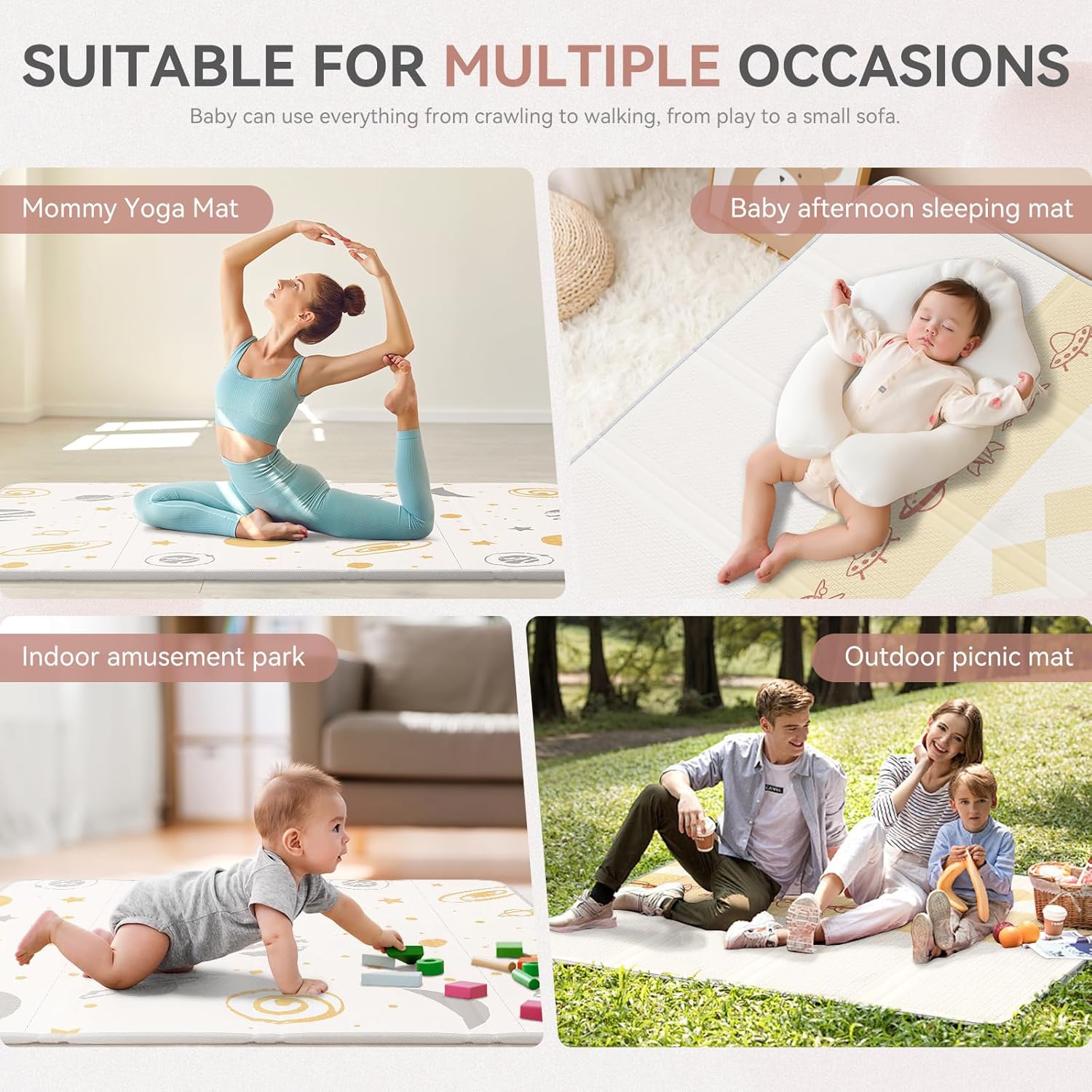 Coolhut – Tapis de jeu haut de gamme pour bébé, épais, pliable et réversible, étanche, Facile à nettoyer et à ranger, et compact pour tout-petits et