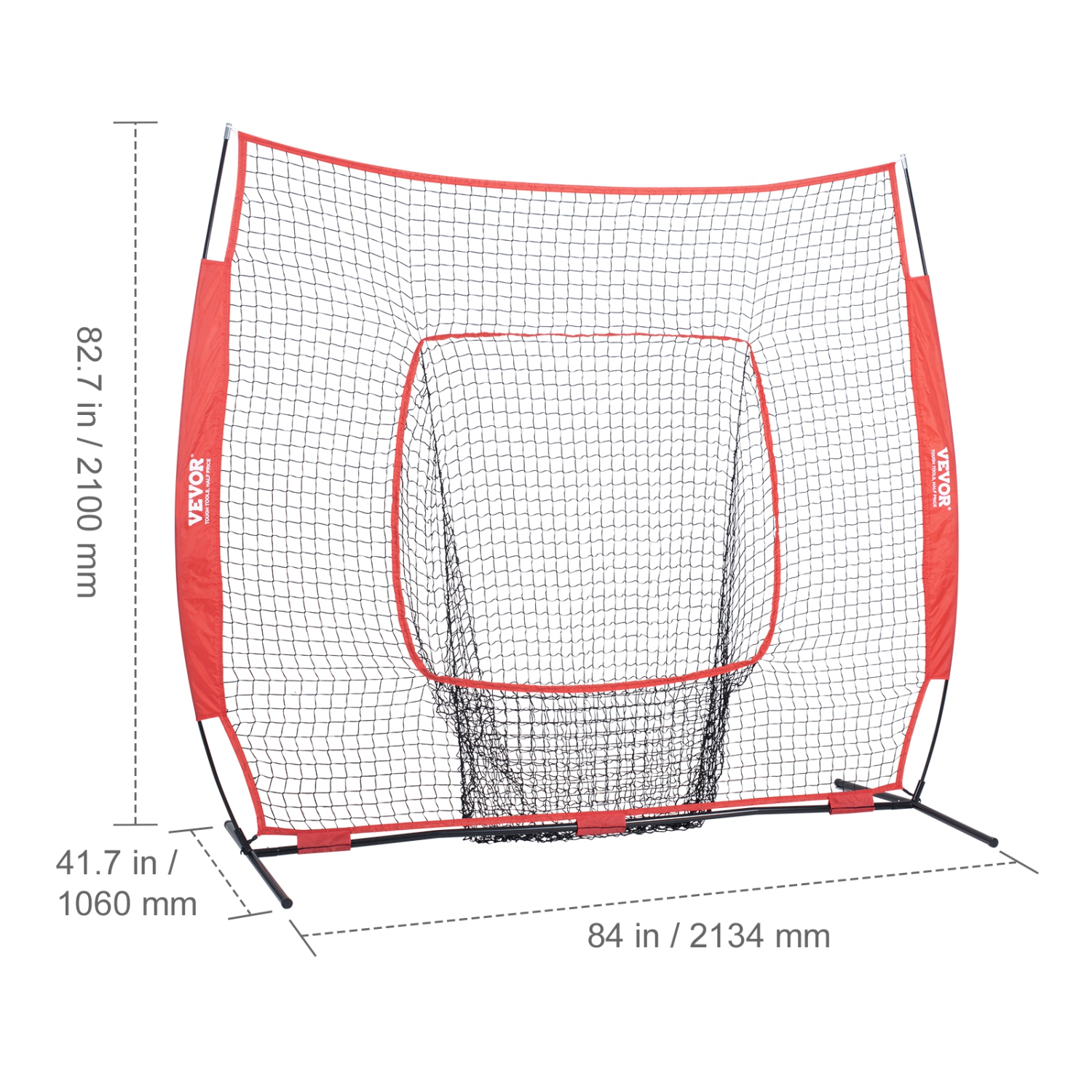 Filet d'entraînement de balle molle VEVOR de 7 x 7 pi, pour frapper les piquets, équipement de baseball Backstop avec sac de transport et zone de