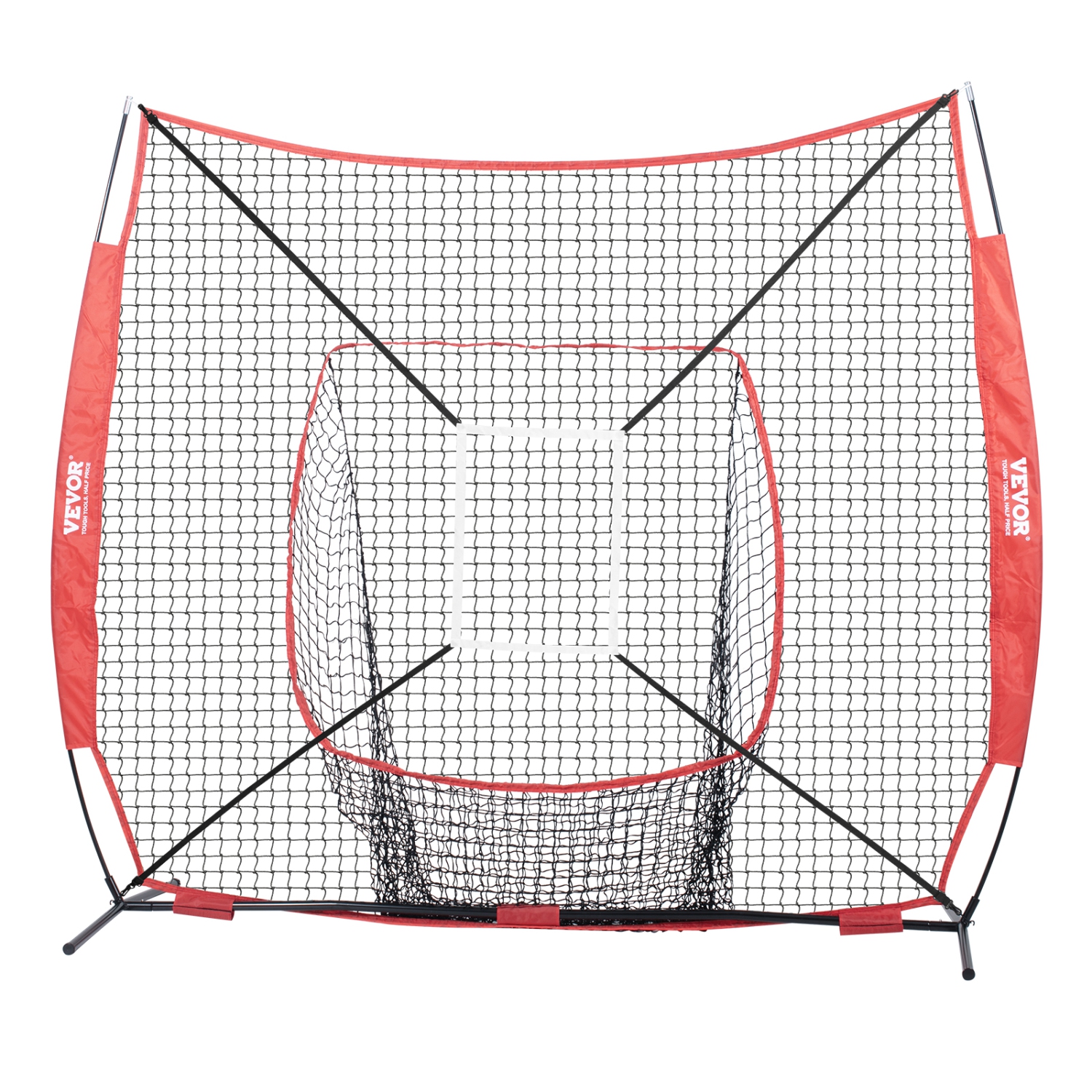 Filet d'entraînement de balle molle VEVOR de 7 x 7 pi pour frapper les piquets, équipement de baseball Backstop avec cadre en boucle, sac de