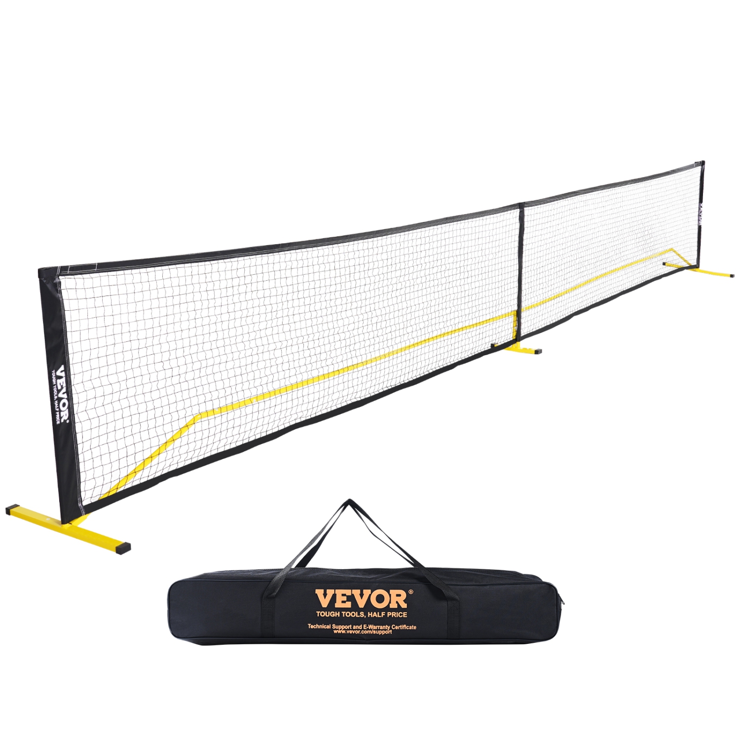 VEVOR Portable Pickleball Net System, 22FT Regulation Net, Weather Resistant Steady Metal Frame & Strong PE Net, Outdoor Game Sports Net with