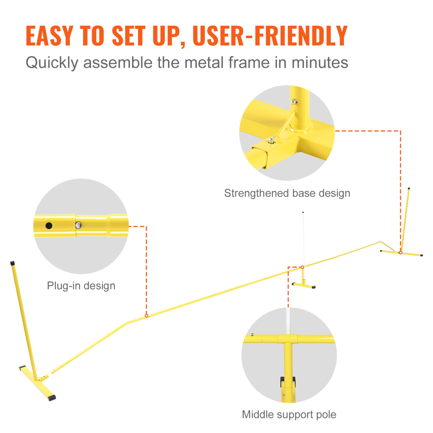 VEVOR Portable Pickleball Net System, 22FT Regulation Net, Weather Resistant Steady Metal Frame & Strong PE Net, Outdoor Game Sports Net with