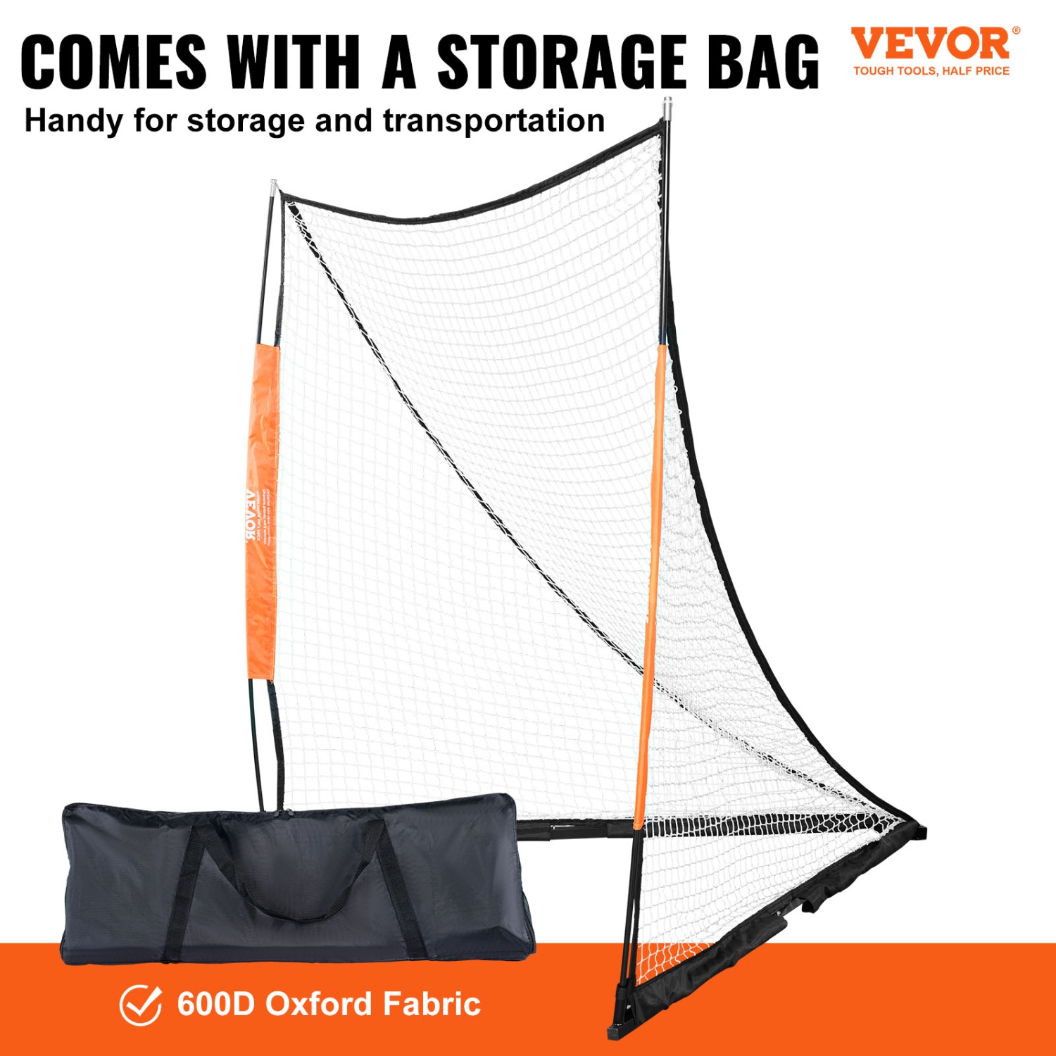 VEVOR 6' x 6' Lacrosse Goal, Lacrosse Net, Portable Lacrosse Goal with Carry Bag, Fiberglass Rod Backyard Lacrosse Training Equipment