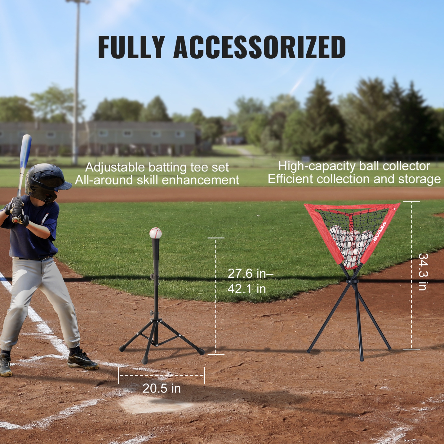 VEVOR 7x7 ft Baseball Softball Practice Net, Portable Baseball Training Net for Hitting Catching Pitching, with Bow Frame, Carry Bag, Strike Zone, 12