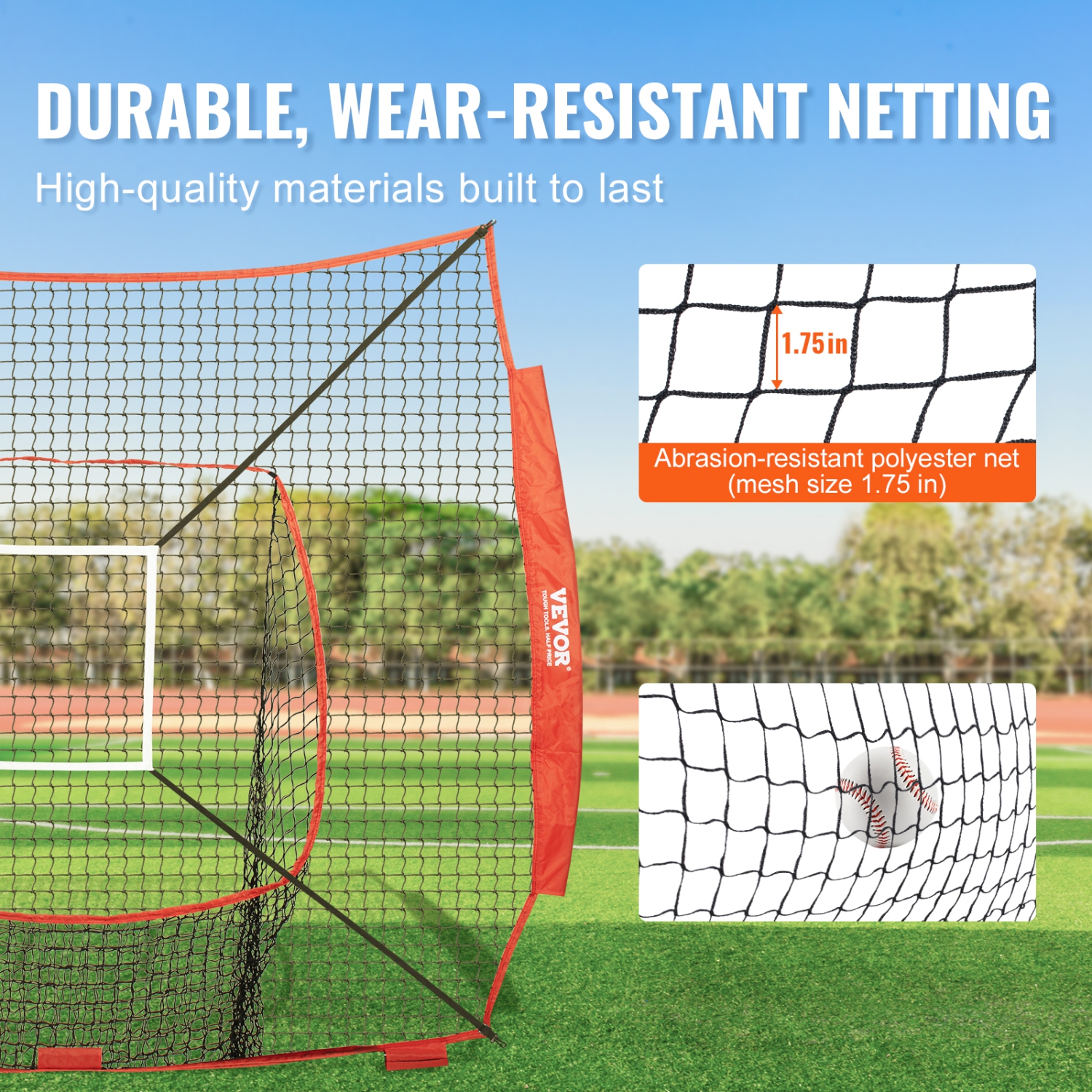 VEVOR 7x7 ft Baseball Softball Practice Net, for Hitting Batting Catching Pitching, Backstop Baseball Equipment Training Aids with Strike Zone
