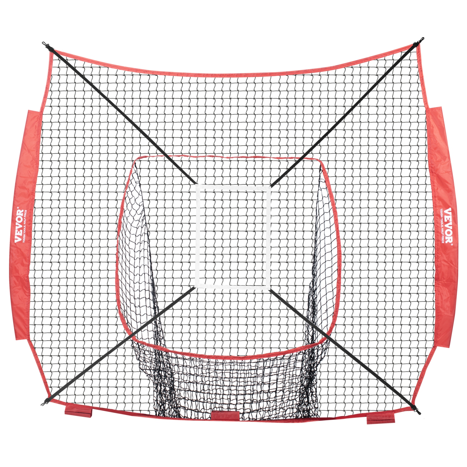 VEVOR 7x7 ft Baseball Softball Practice Net, for Hitting Batting Catching Pitching, Backstop Baseball Equipment Training Aids with Strike Zone