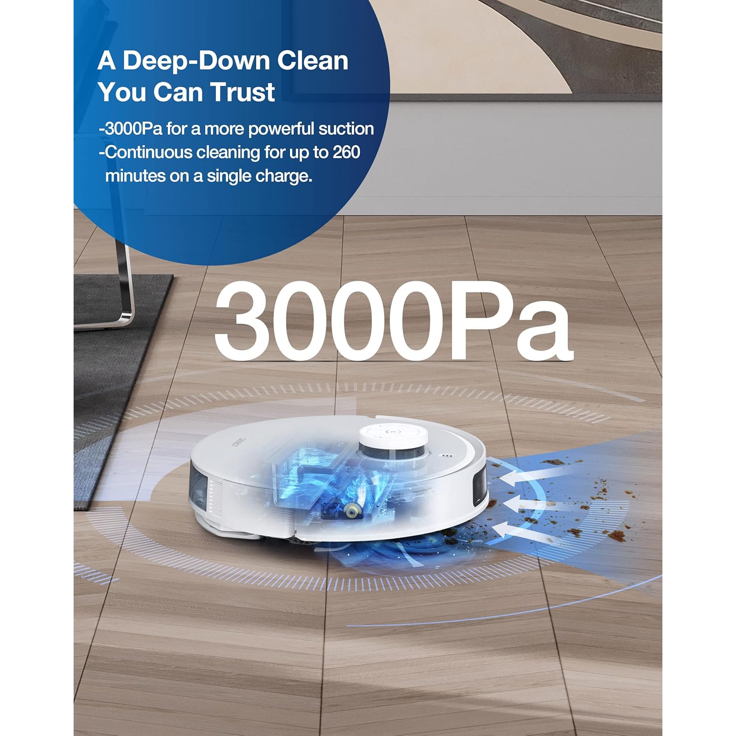 Aspirateur robot et vadrouille ECOVACS DEEBOT T10 Plus avec station de vidange automatique, 3000Pa, AIVI 3,0 pour éviter les obstacles