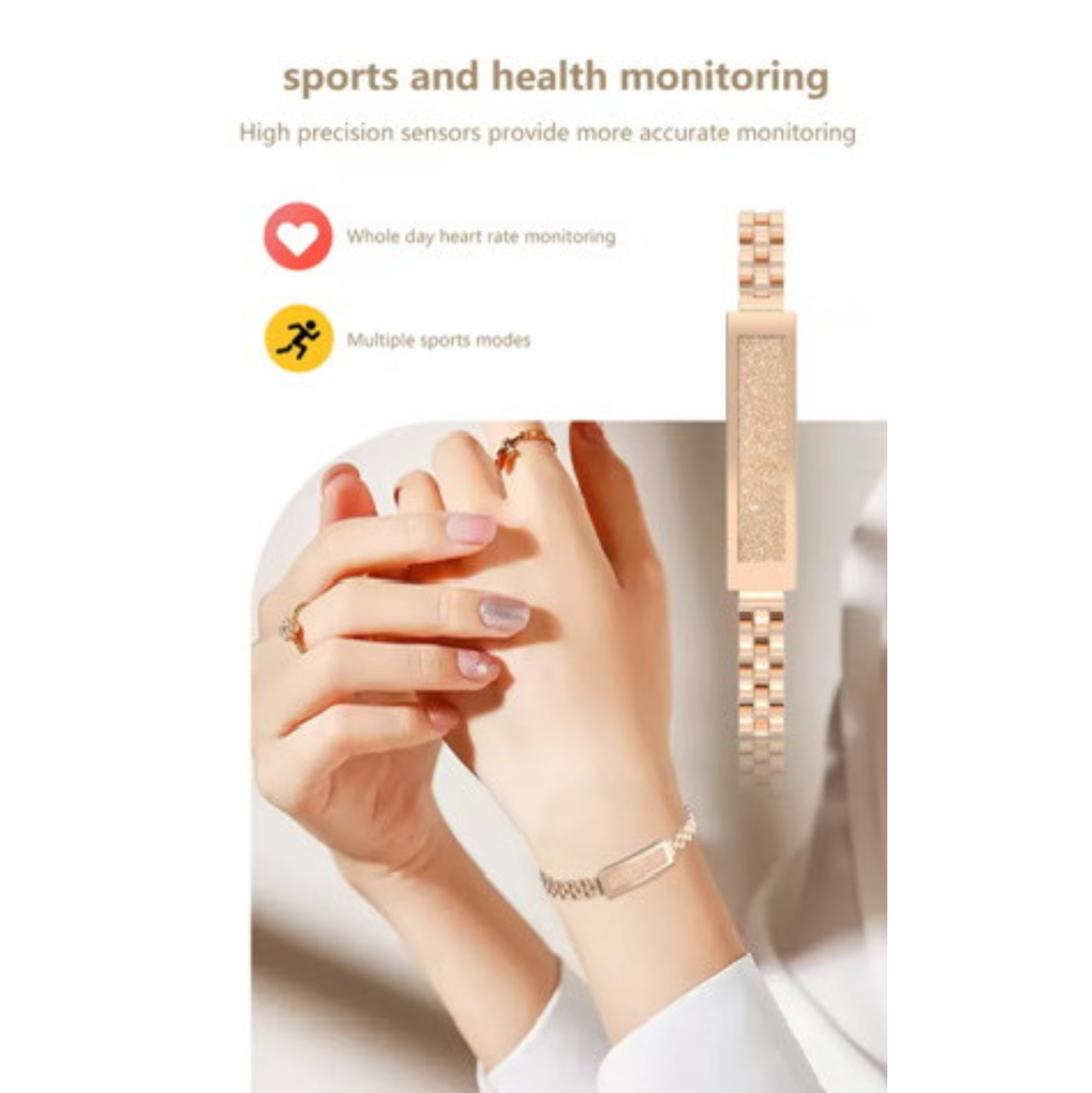 Bracelet intelligent TUTT Moniteur d'activité et de sommeil étanche IP68 Li8 | Contrôle d'application pour femmes