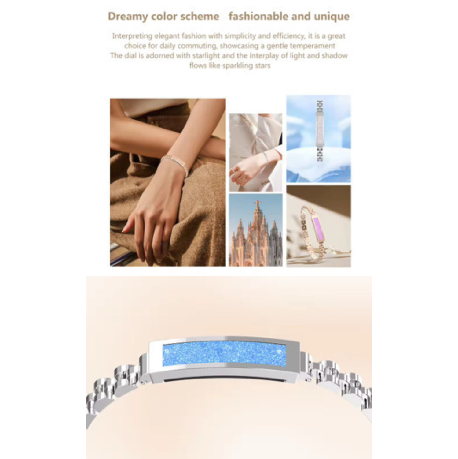 Bracelet intelligent TUTT Moniteur d'activité et de sommeil étanche IP68 Li8 | Contrôle d'application pour femmes