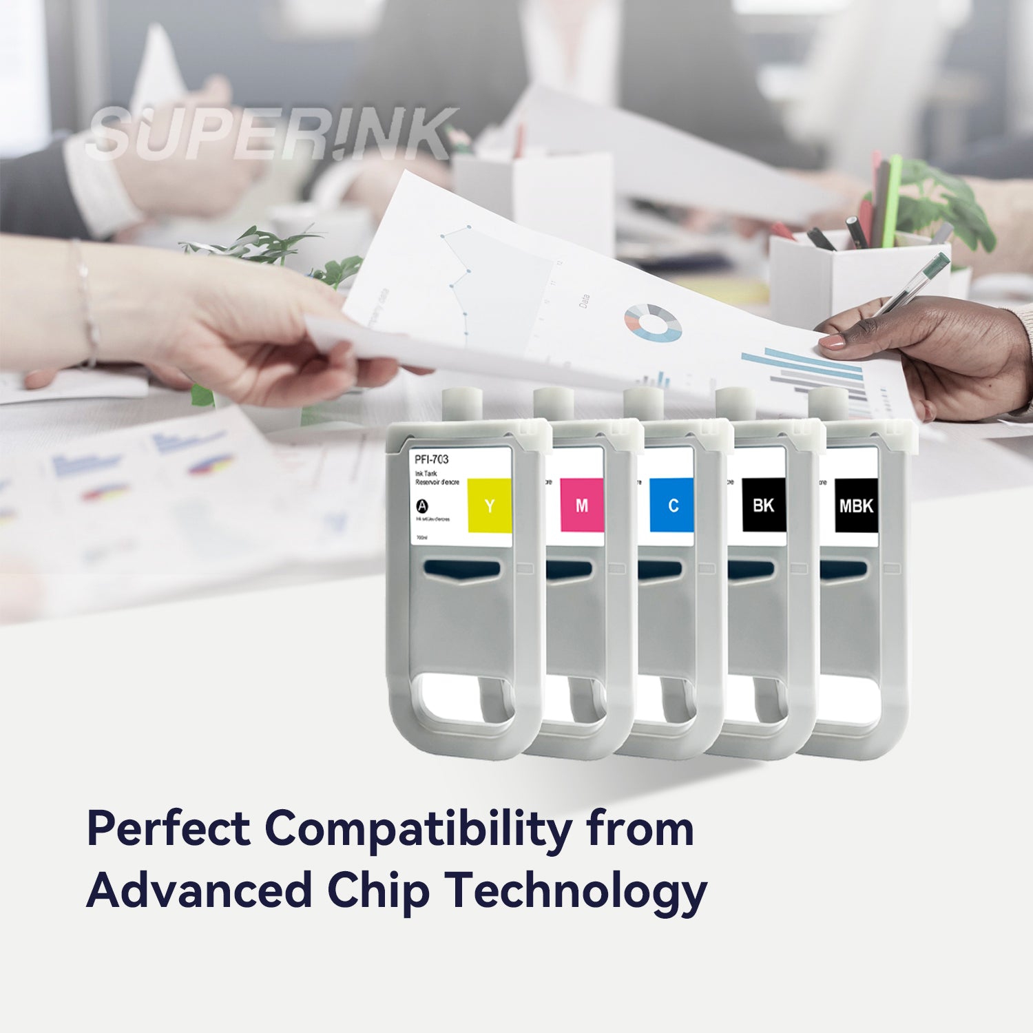 Compatible Canon PFI-703 700ml Ink Combo MBK/BK/C/M/Y By Superink