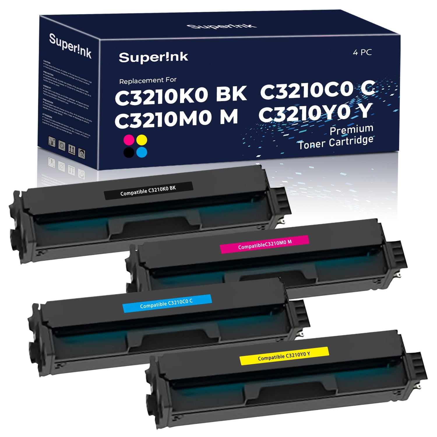 Compatible Lexmark C3210 Toner Cartridge Combo BK/C/M/Y By Superink