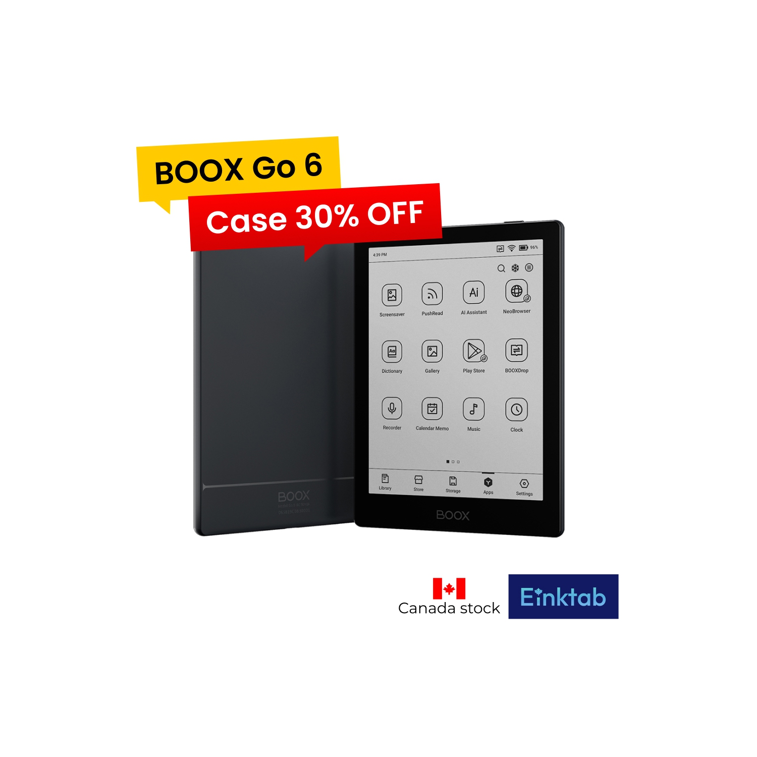 BOOX Go 6(Black) Ereader + Original Cover Case Bundle