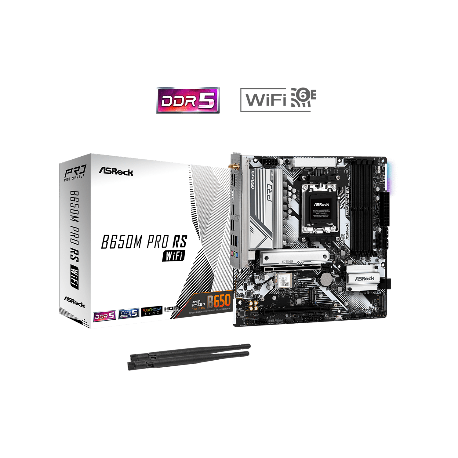 ASRock Pro RS AMD B650 AM5 WiFi Micro ATX DDR5 Motherboard