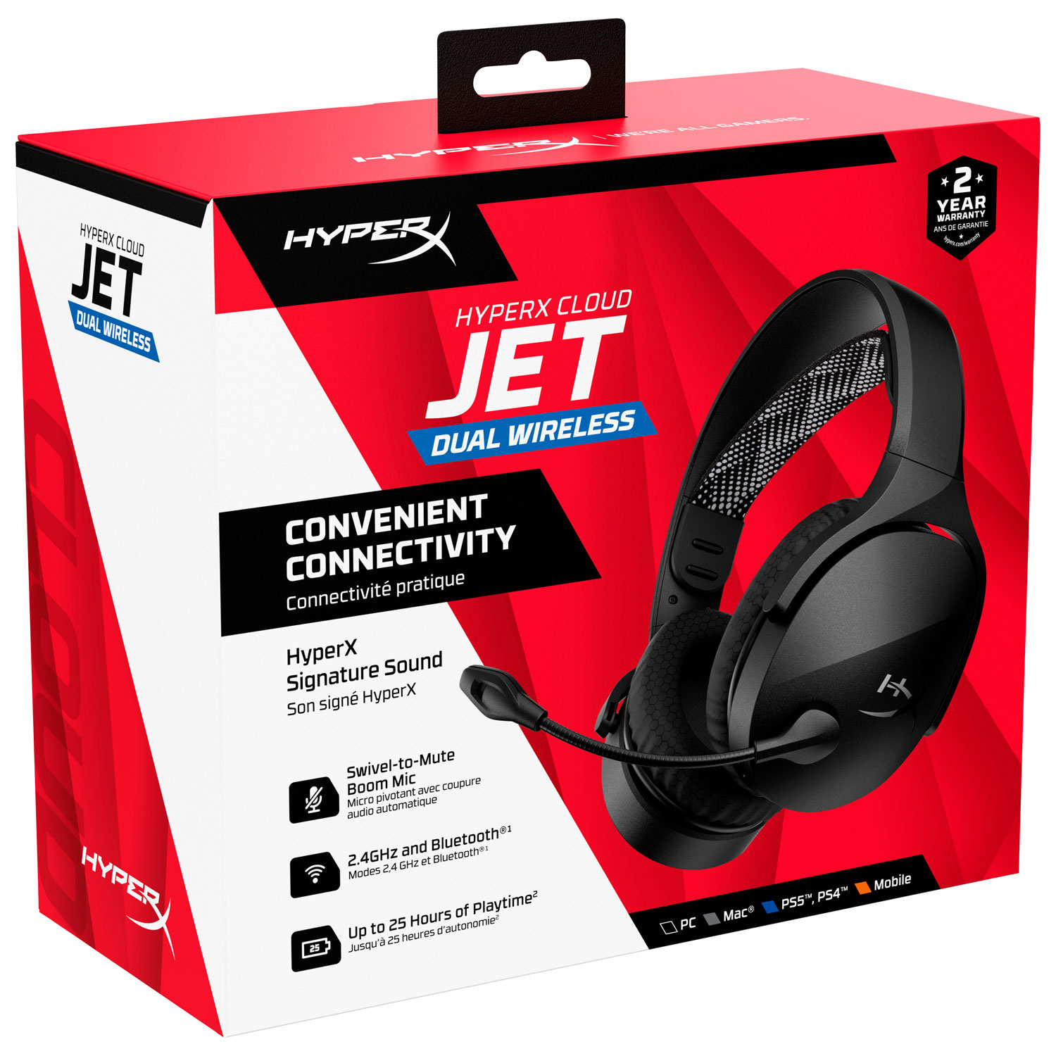 Casque de jeu sans fil double mode Cloud Jet de HyperX - Noir