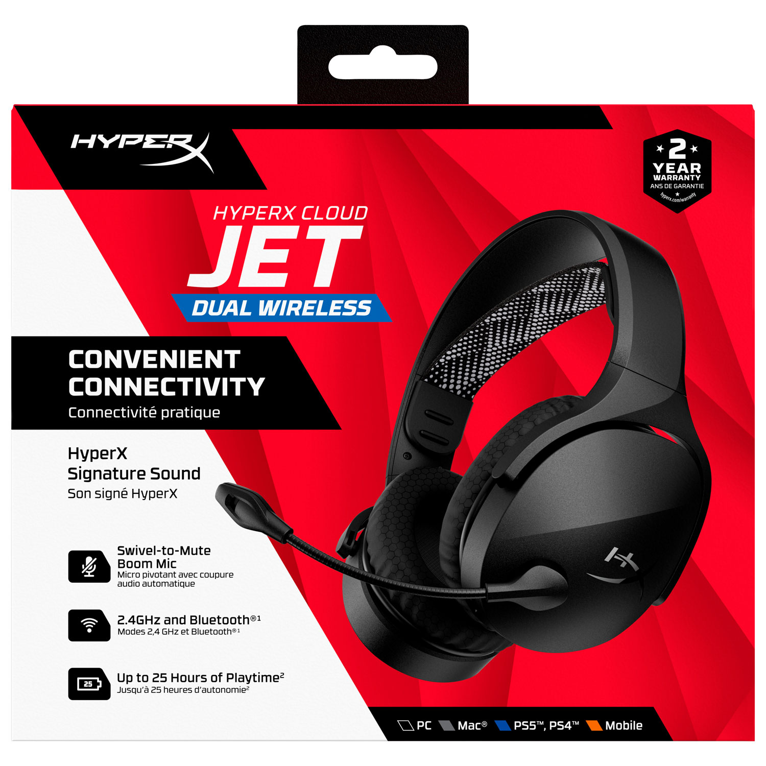 Casque de jeu sans fil double mode Cloud Jet de HyperX - Noir