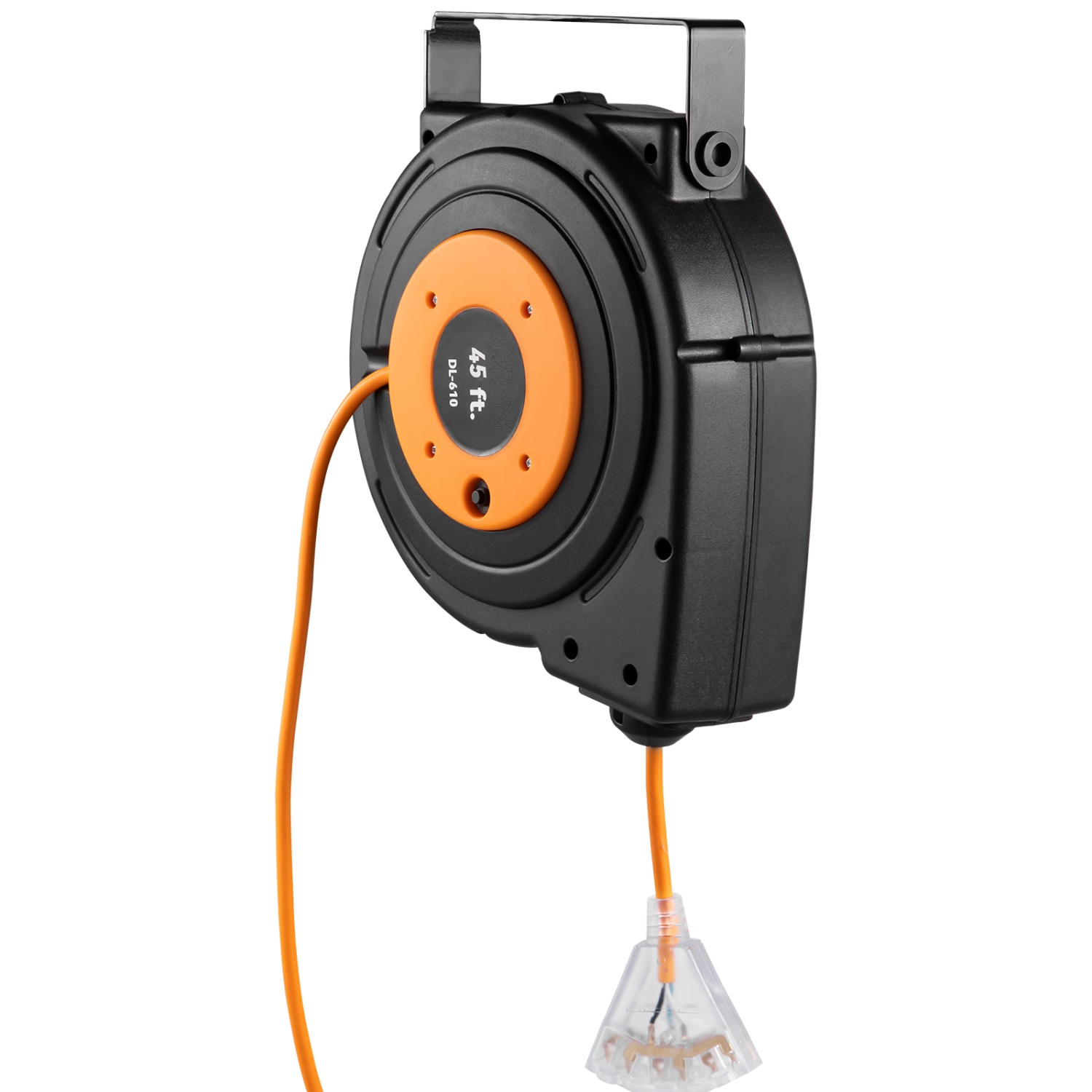 VEVOR 45FT Retractable Extension Cord Reel, Heavy Duty 12AWG/3C SJTOW Retractable Power Cord, Black Tested to Standards
