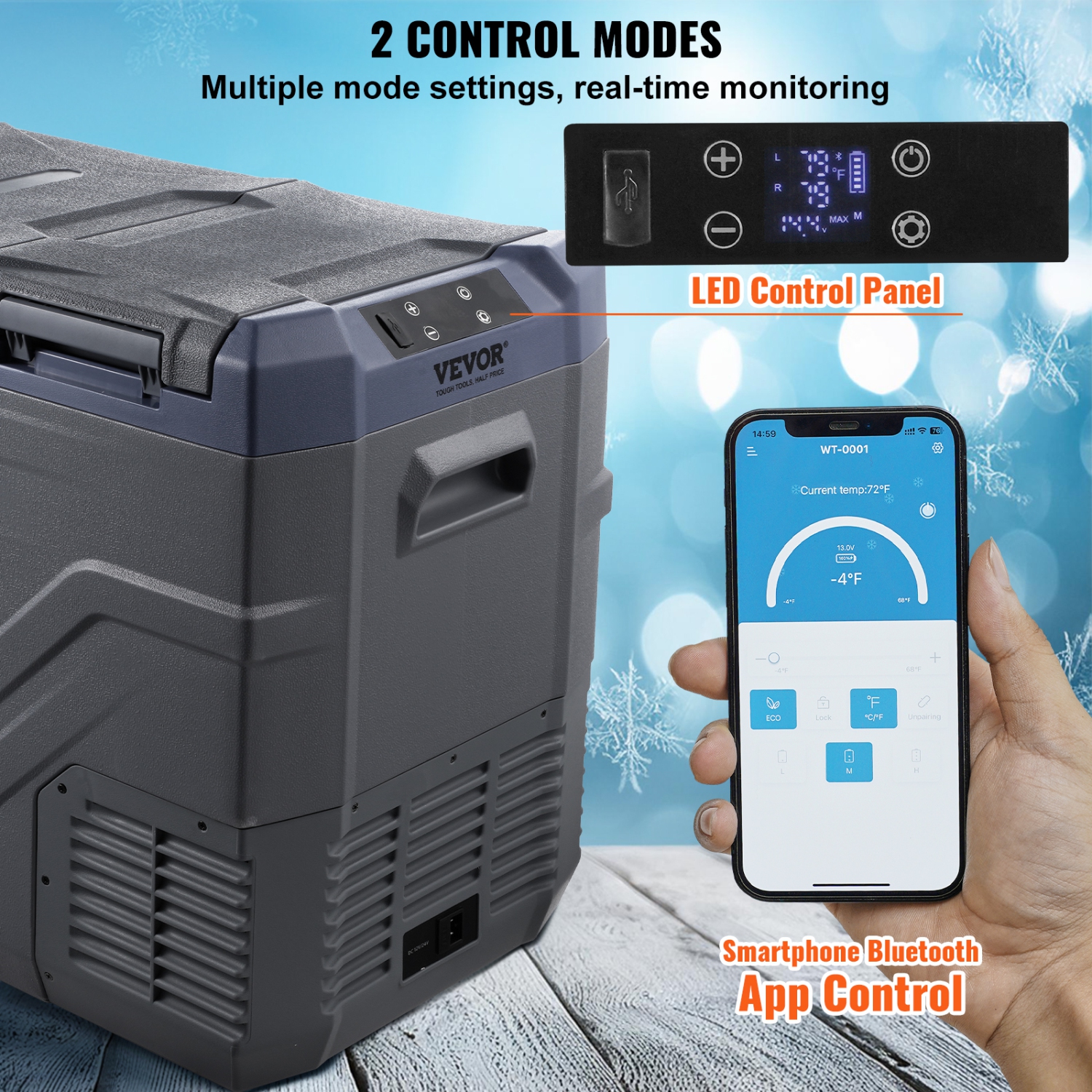 Réfrigérateur de voiture VEVOR, réfrigérateur de voiture de 12 V, congélateur portatif à deux zones 40&nbsp;L, plage réglable -4P.68, refroidisseur à