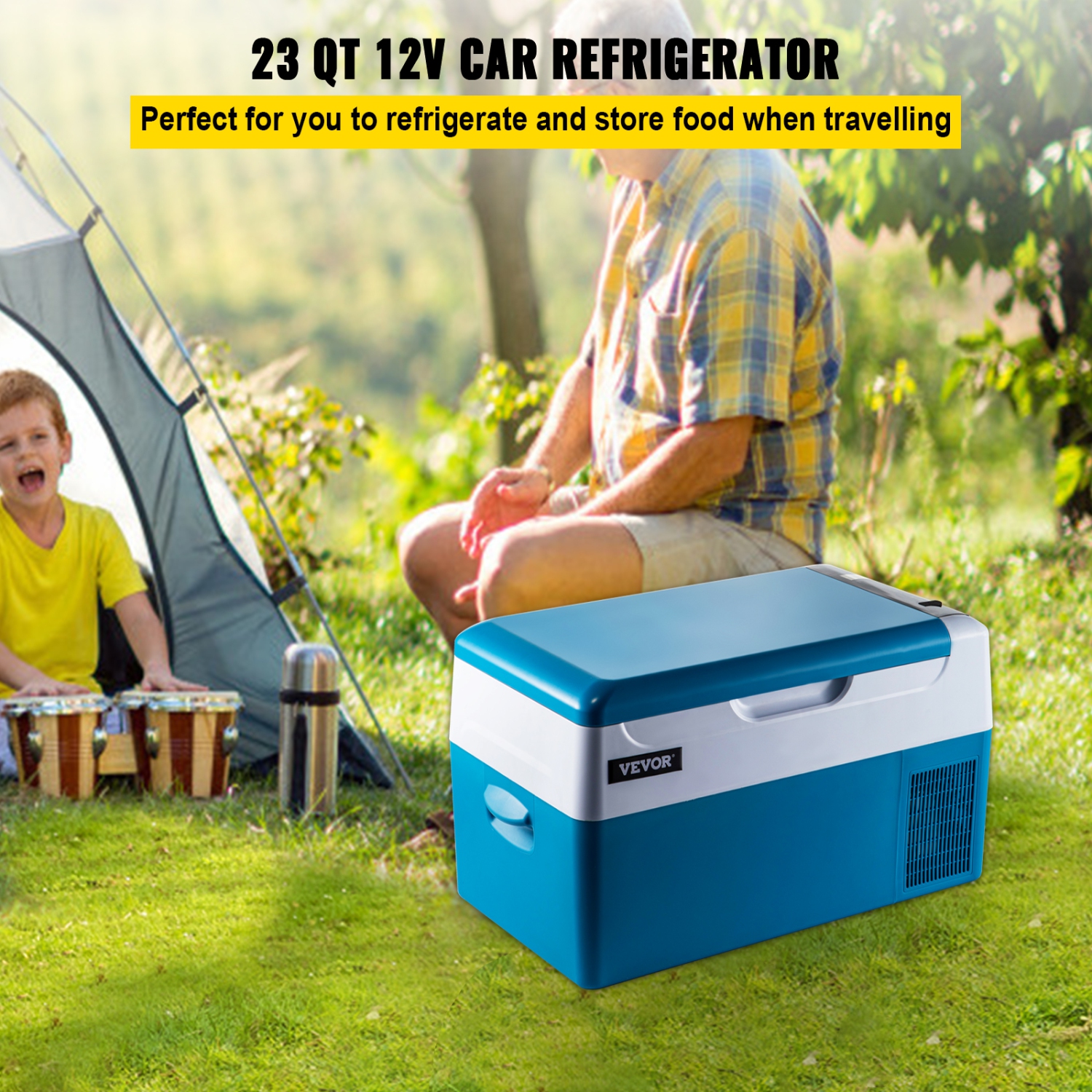 VEVOR Portable Refrigerator 23 Quart(22 Liter),12 Volt Refrigerator App Control(-4℉~68℉), Car Refrigerator Electric Compressor Cooler with 12/24v DC