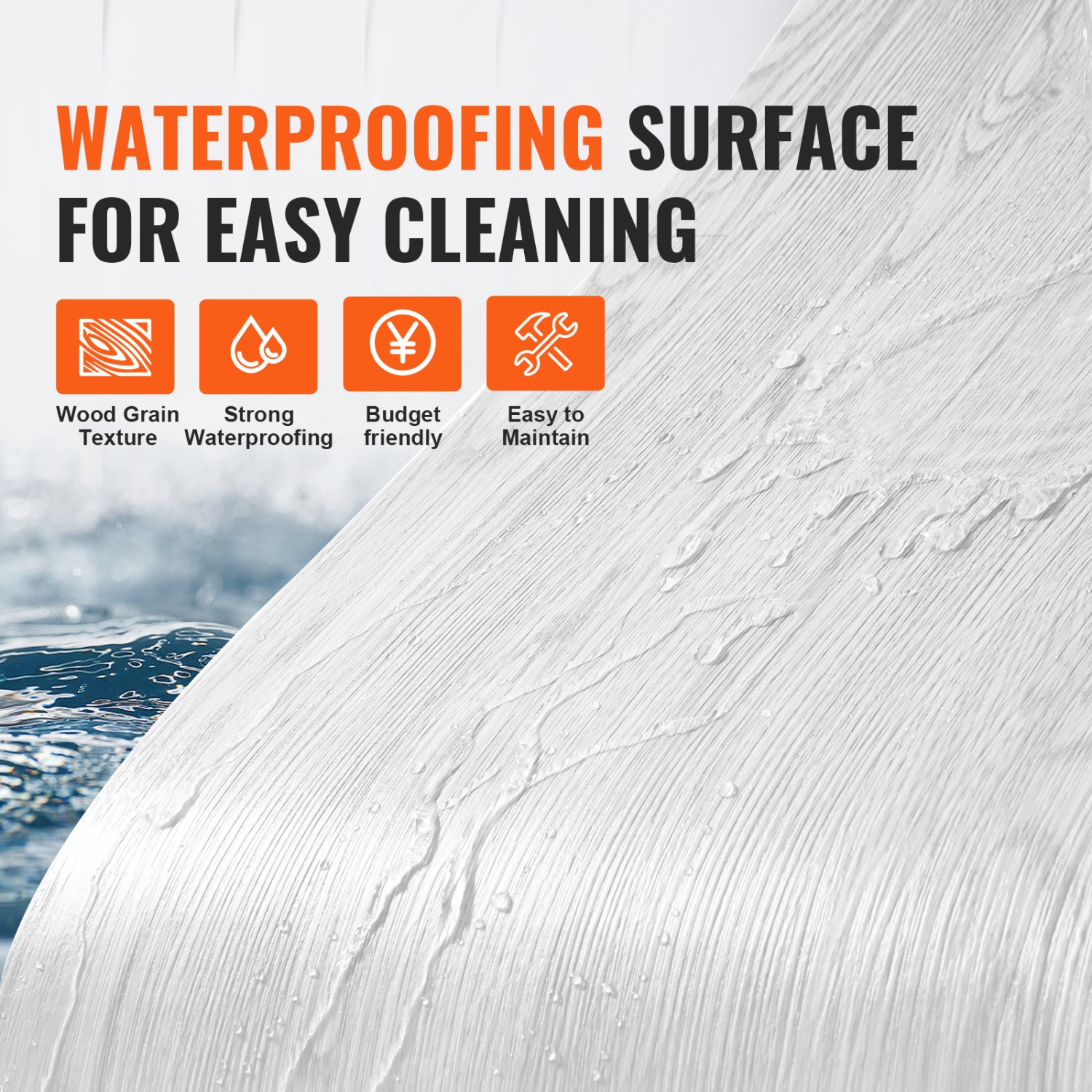 VEVOR 1.5mm Thick Self Adhesive Vinyl Floor Tiles, 390 x 23.6 inch Peel & Stick, Light Gray Wood Grain DIY Flooring