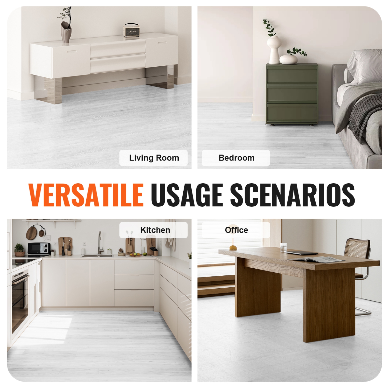 VEVOR 1.5mm Thick Self Adhesive Vinyl Floor Tiles, 390 x 23.6 inch Peel & Stick, Light Gray Wood Grain DIY Flooring