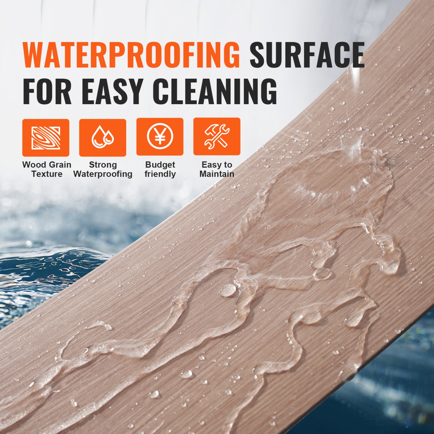 VEVOR 36 Tiles 2.5mm Thick Self Adhesive Vinyl Floor Tiles, 36 x 6 inch Peel & Stick, Natural Wood Grain DIY Flooring