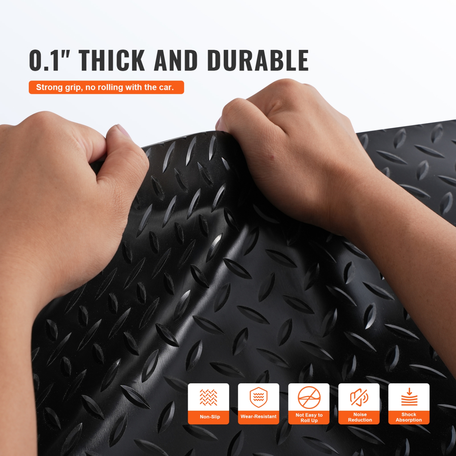 VEVOR Garage Floor Mat, 177.17 x 43.31 inch PVC Garage Flooring Roll, Non-slip Diamond Texture, 106.56 sq.ft Covering Space, Garage Mats for Under