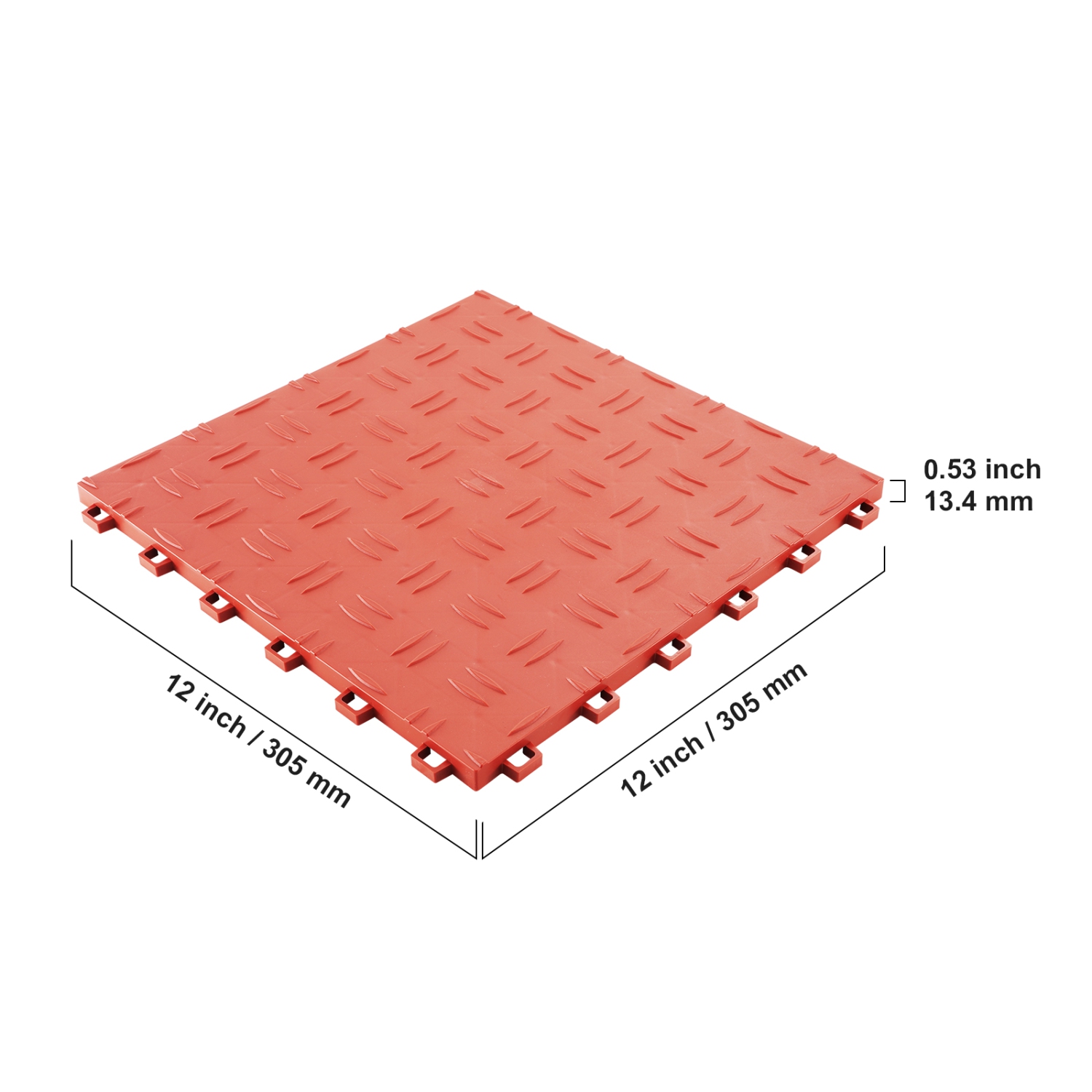 VEVOR 50 Pack Garage Tiles Interlocking, 12 x 12 x 0.53 inch Garage Floor Covering Tiles, Non-Slip Double-Sided Texture Garage Flooring Tiles, Red