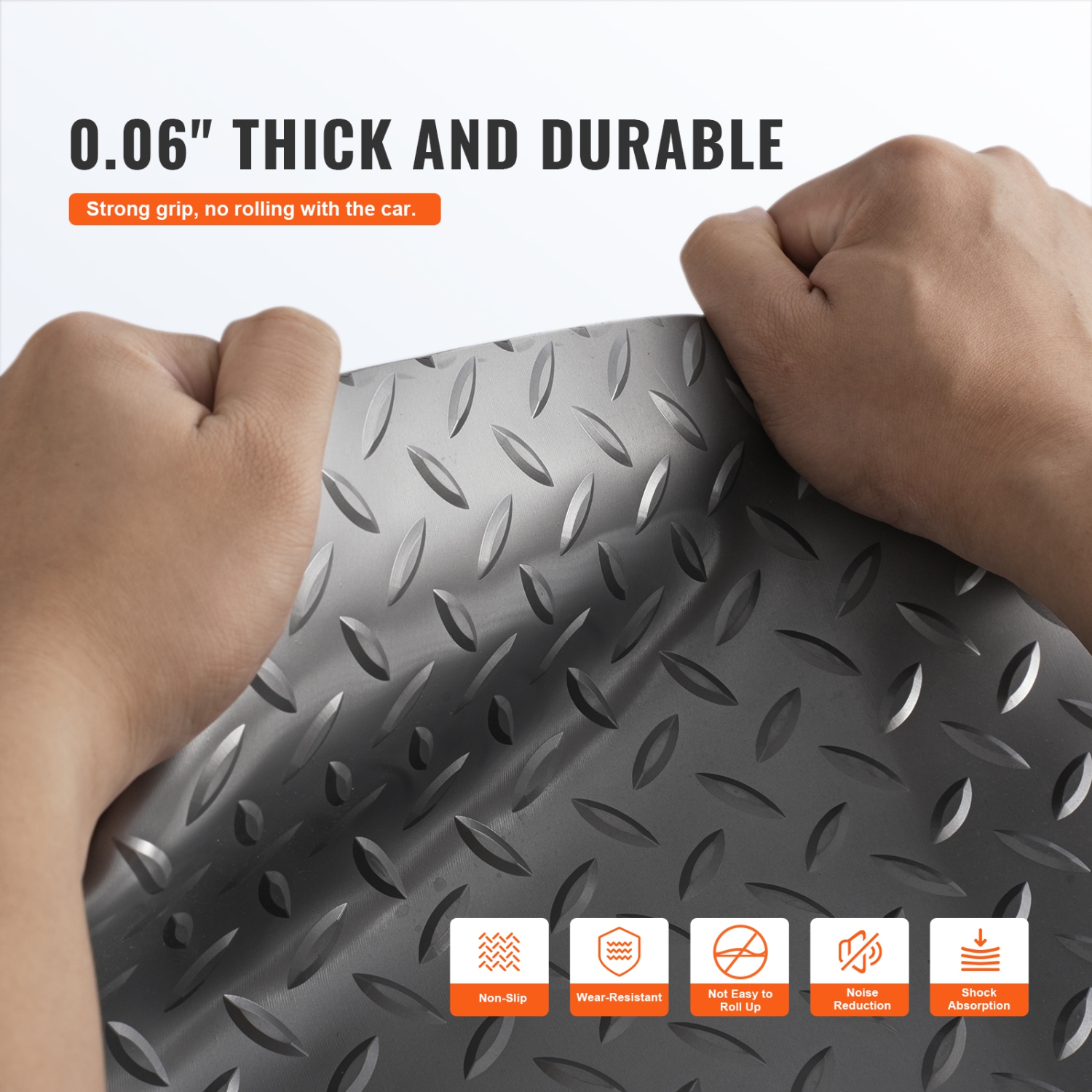 Tapis de garage VEVOR, rouleau de plancher de garage en PVC 157,48 x 59.05&nbsp;po, texture diamant antidérapante, espace de couverture