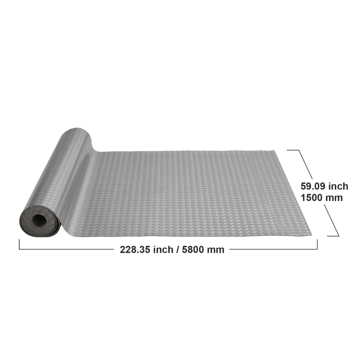 Tapis de garage VEVOR, rouleau de plancher de garage en PVC 157,48 x 59.05&nbsp;po, texture diamant antidérapante, espace de couverture