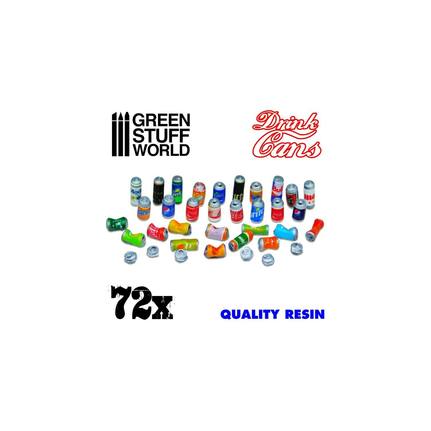 Green Stuff World 72x Resin Drink Cans New