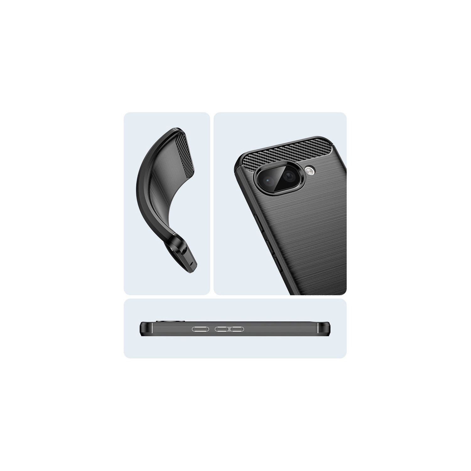 Étui en métal brossé noir de PANDACO pour Pixel 9a de Google