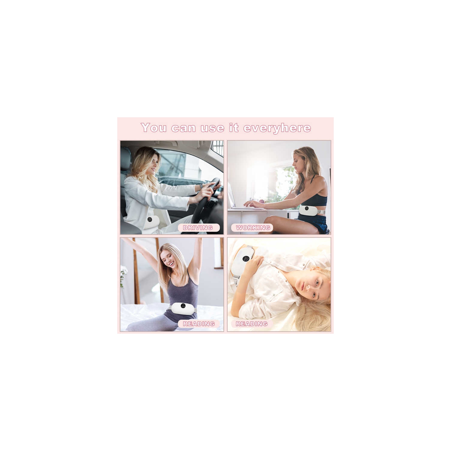 Period Cramp Massager, Portable Heating Pad Electric Waist Back Abdomen Pad Heating Menstrual Cramp Period Pain Relief Device Gifts for Girlfriends