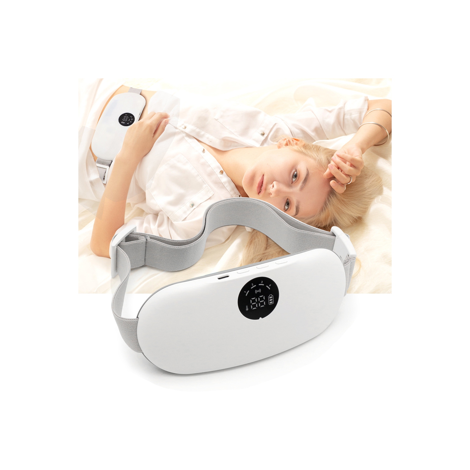 Period Cramp Massager, Portable Heating Pad Electric Waist Back Abdomen Pad Heating Menstrual Cramp Period Pain Relief Device Gifts for Girlfriends