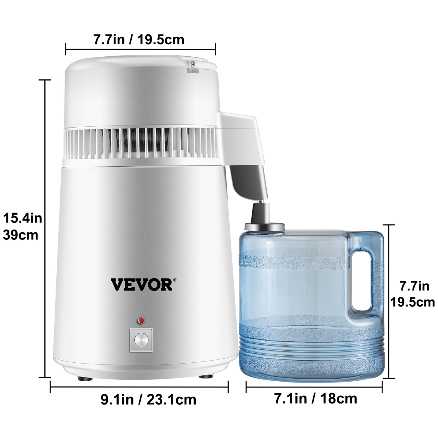 VEVOR 750W Water Distiller, Filtration System with Handle, 1.1 Gal/4L, BPA-Free Jug, Ideal for Domestic Use, White