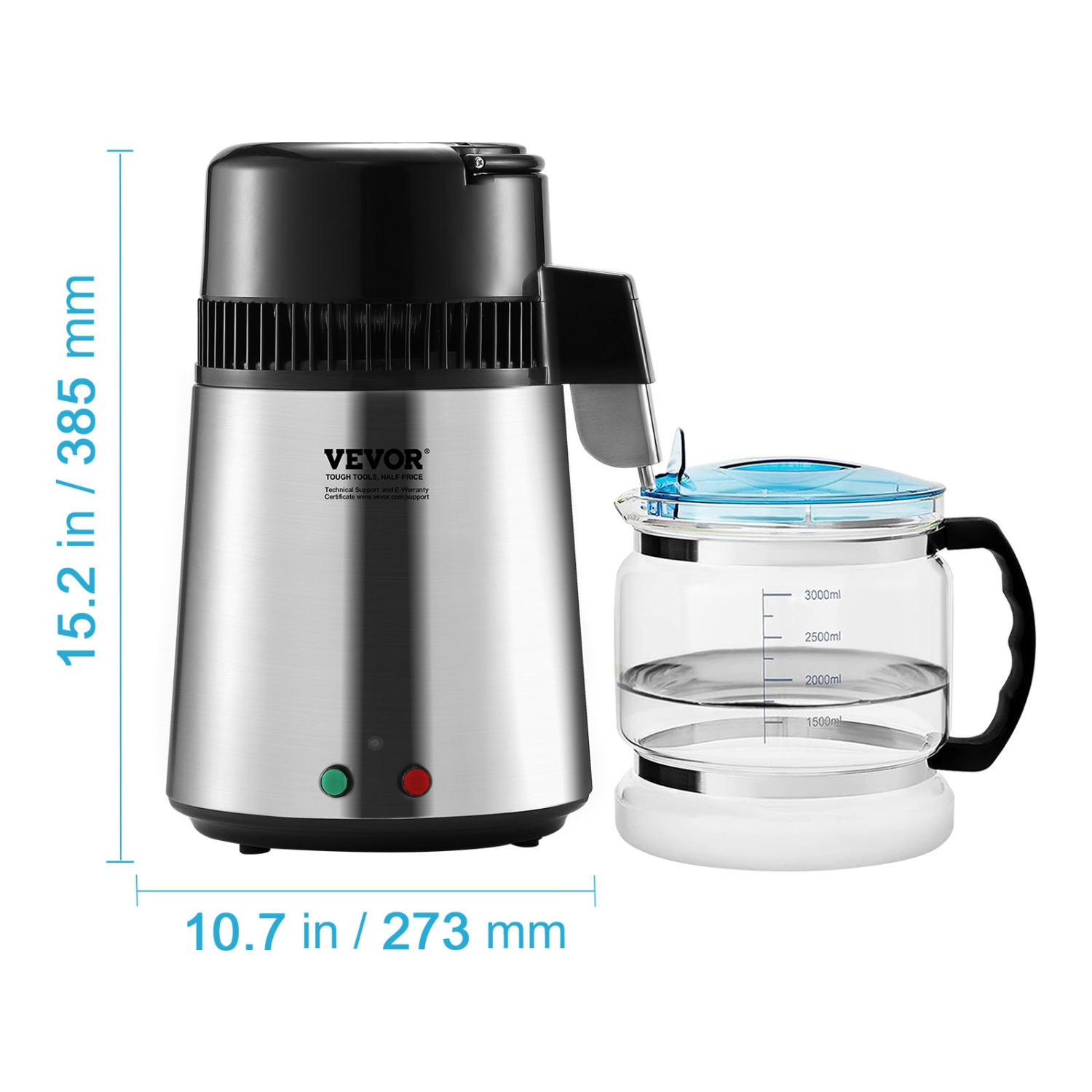 Distillateur d'eau VEVOR, filtre de purificateur d'eau pure de 1,05 gallons 4&nbsp;L pour comptoir de maison, machine à eau distillée 750&nbsp;W,