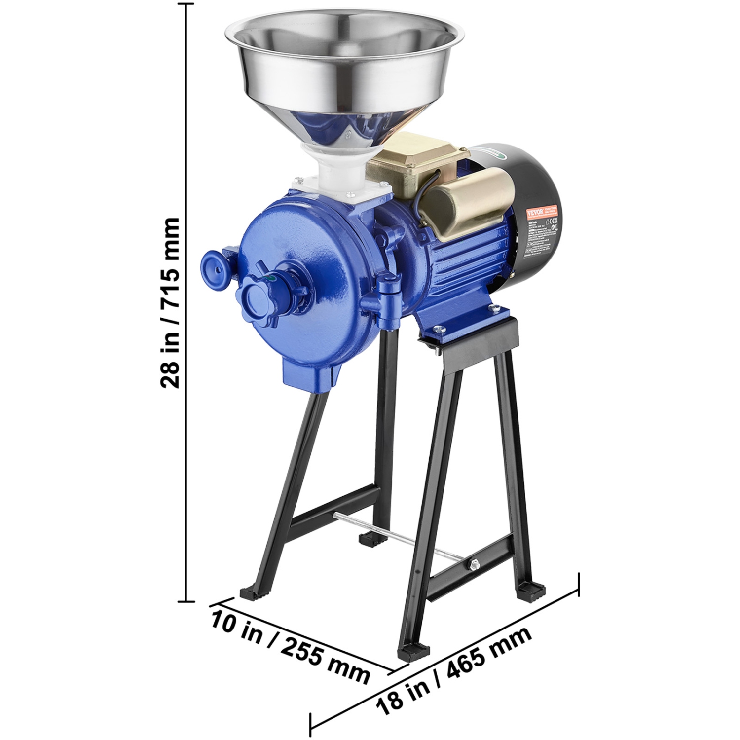 VEVOR Electric Grain Mill Grinder, 3000W Spice Grinders, Commercial Corn Mill with Funnel, Thickness Adjustable Powder Machine, Heavy Duty Feed Flour