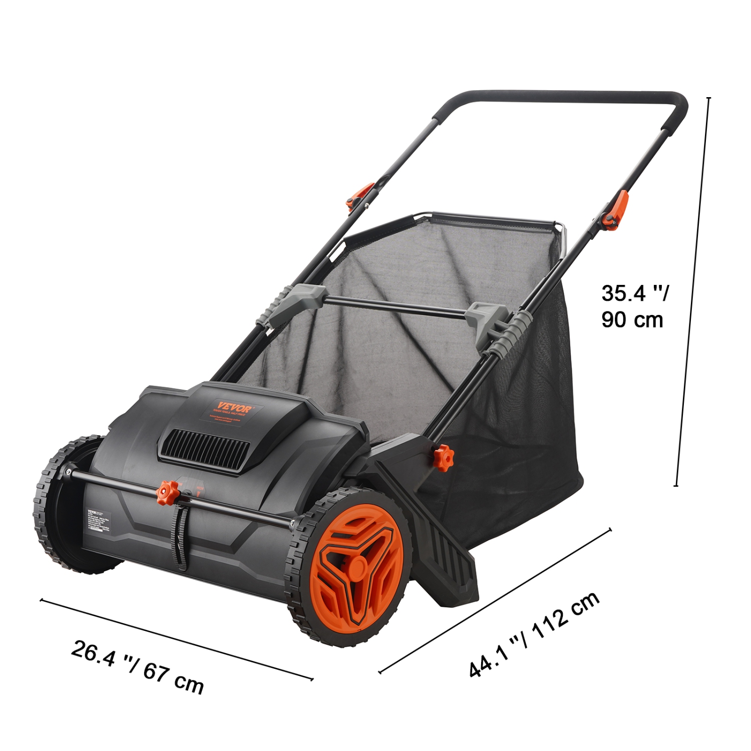VEVOR Push Lawn Sweeper, 21inch Leaf & Grass Collector, Strong Plastic Wheels & Heavy Duty Thickened Steel Durable to Use with Large Capacity 3.5 cu.