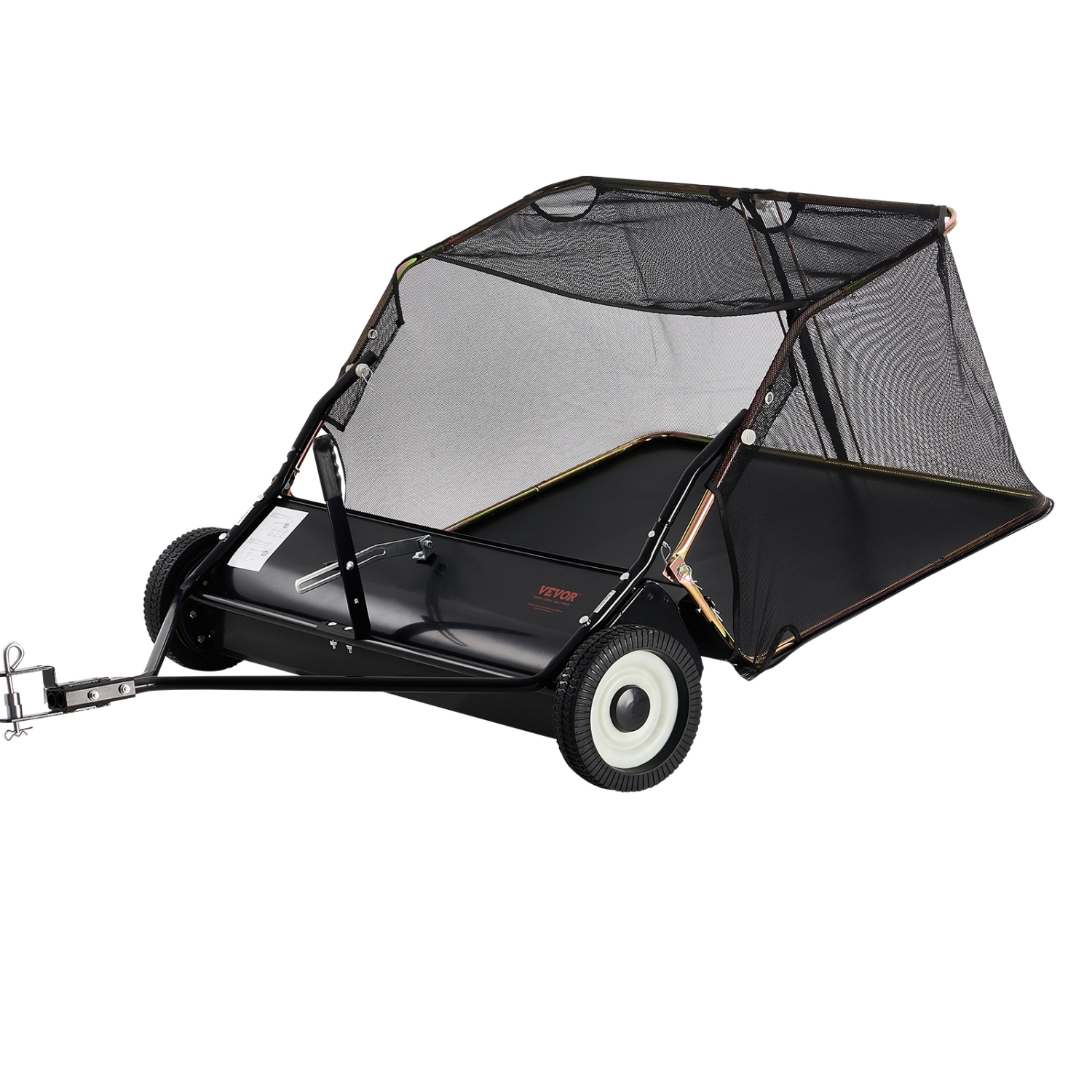 VEVOR 42-inch Lawn Sweeper Tow Behind, 12 cu.ft. Large Pull Behind Grass Sweeper, Heavy Duty Leaf & Grass Collector with Dumping Rope Design