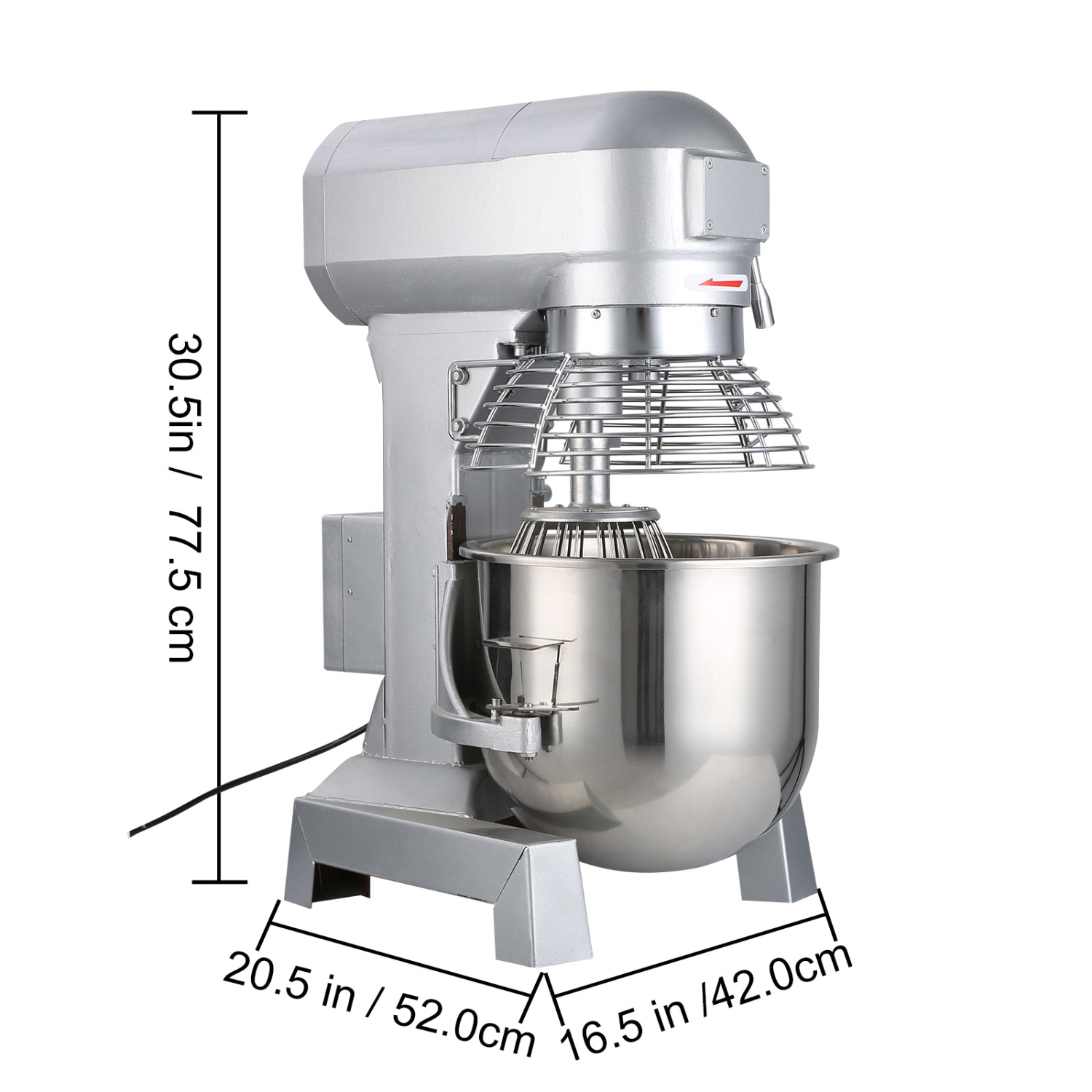 Mélangeur commercial VEVOR 20&nbsp;Qt 750&nbsp;W 3 vitesses réglables 105 180 et robot culinaire 408&nbsp;tr/min robuste avec crochets pétrisseurs en