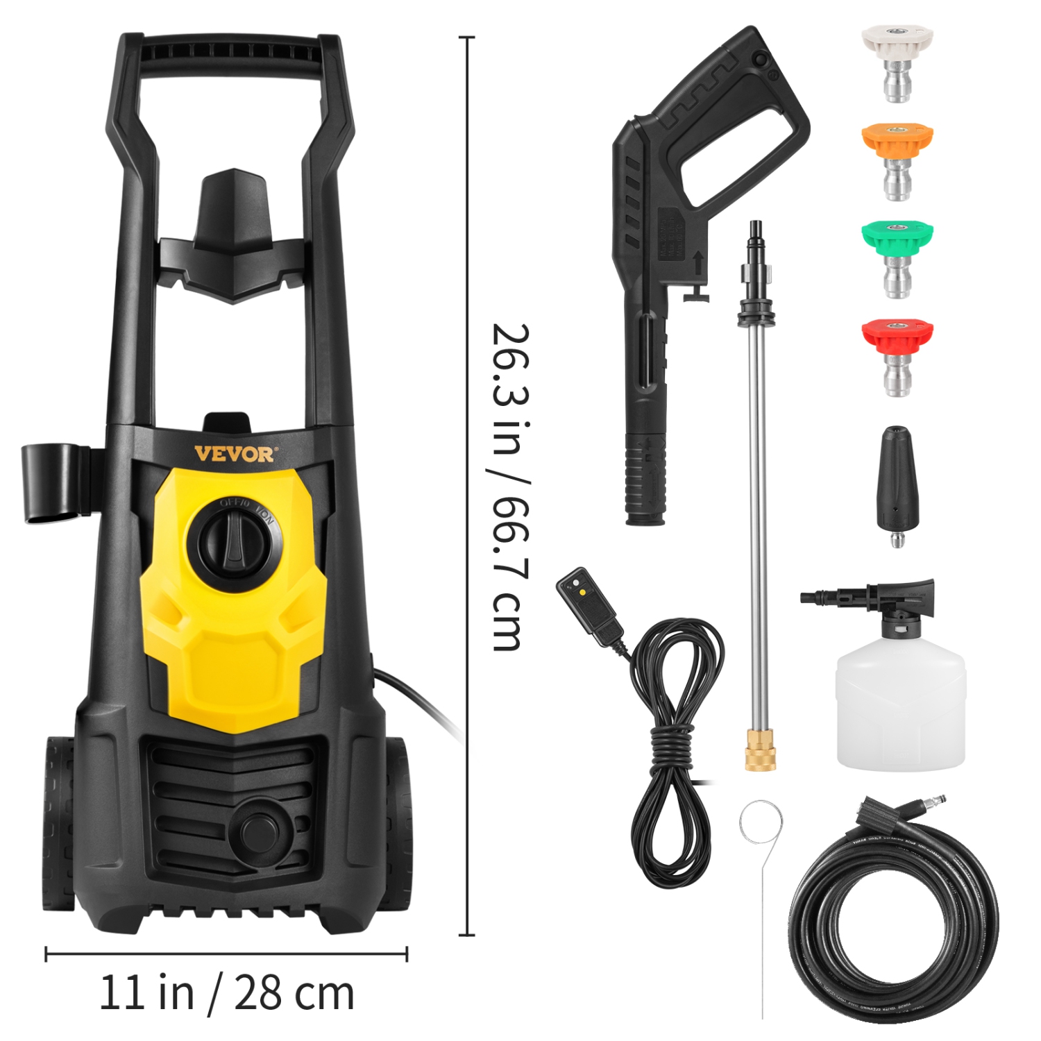 VEVOR 2000 PSI Electric Power Washer, Max 1.65 GPM Pressure Washer with 30 ft Hose & Reel, 5 Quick Connect Nozzles, ETL Listed
