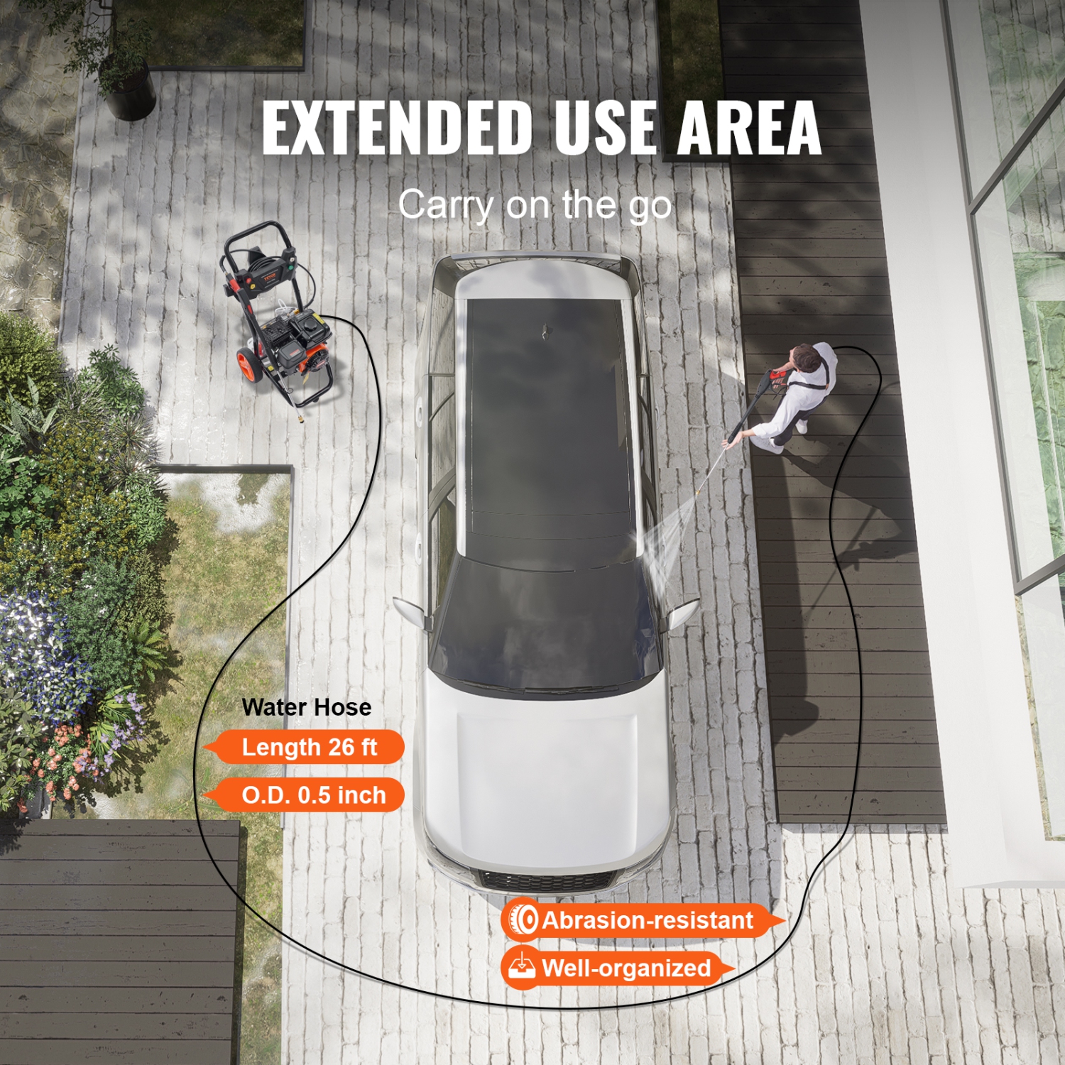 Pulvérisateur à essence VEVOR 3400&nbsp;lb/po² 2,6 gal/min, pulvérisateur à essence avec pompe en aluminium, pistolet pulvérisateur et rallonge, 5