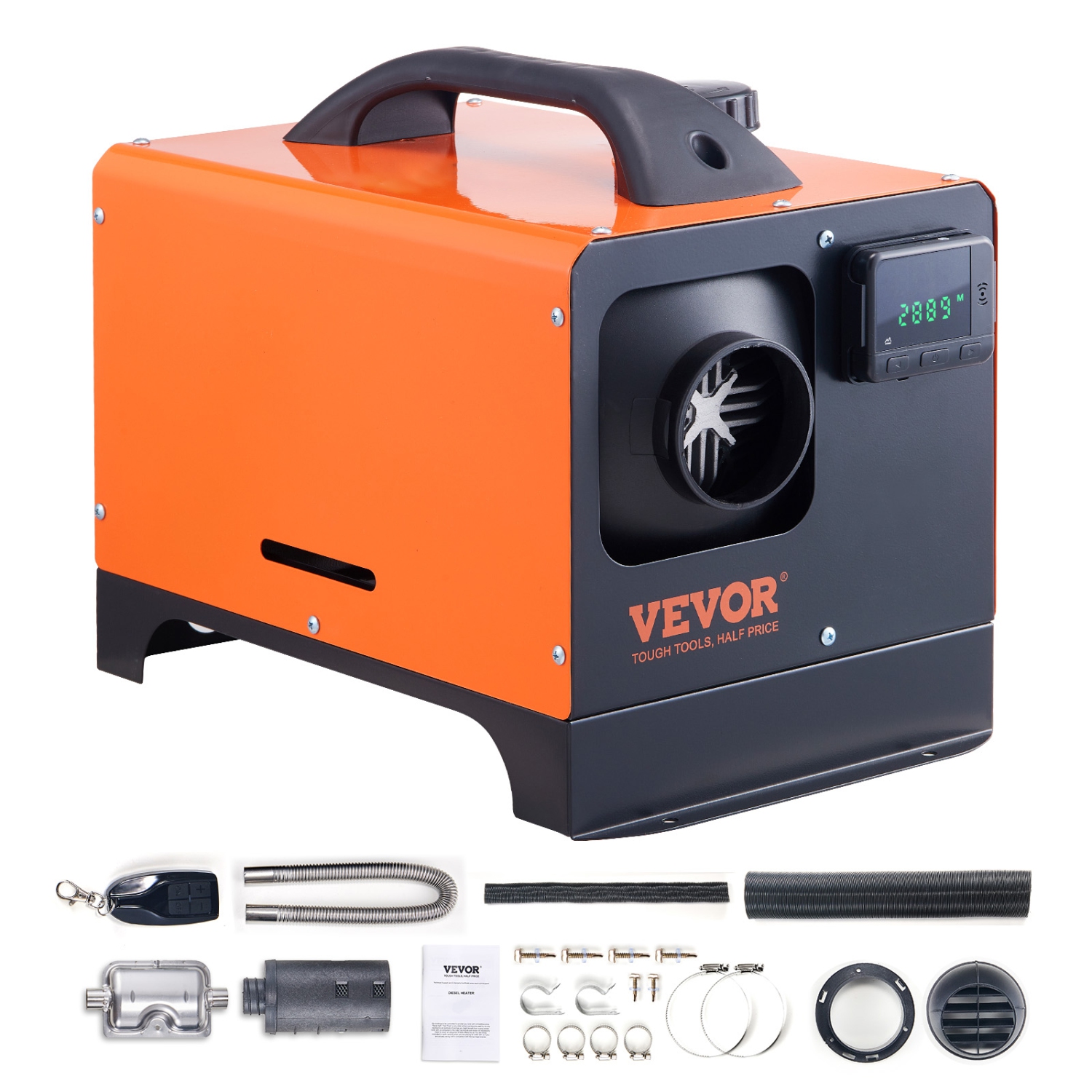 VEVOR 5KW Diesel Air Heater, 12V Portable Automotive Heating Parts, Remote Control, LCD Display