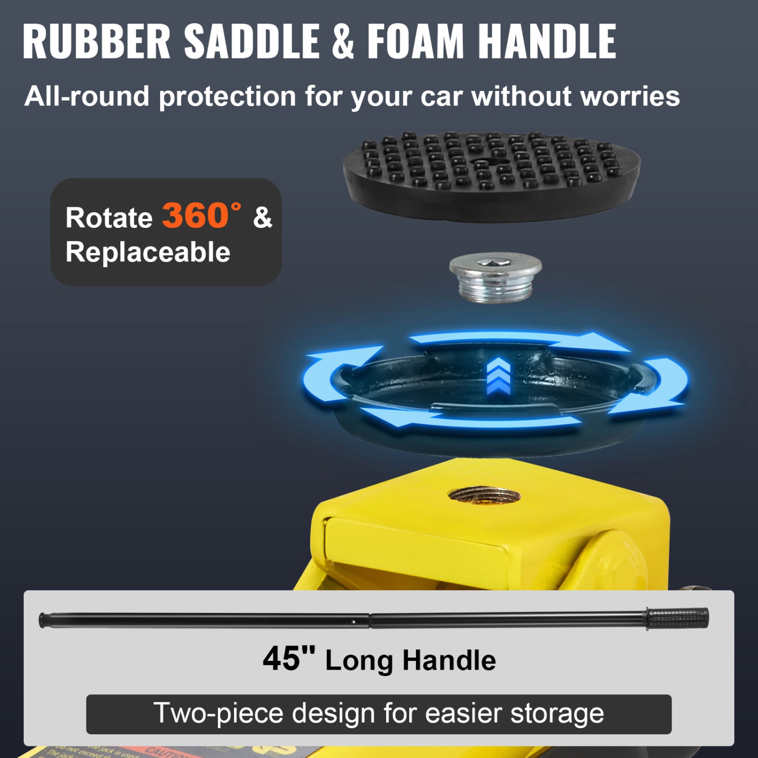 Cric de plancher à profil bas VEVOR, profil mince de 2,5 tonnes, cric de voiture de course en acier durable, pompe rapide à deux pistons, portée de